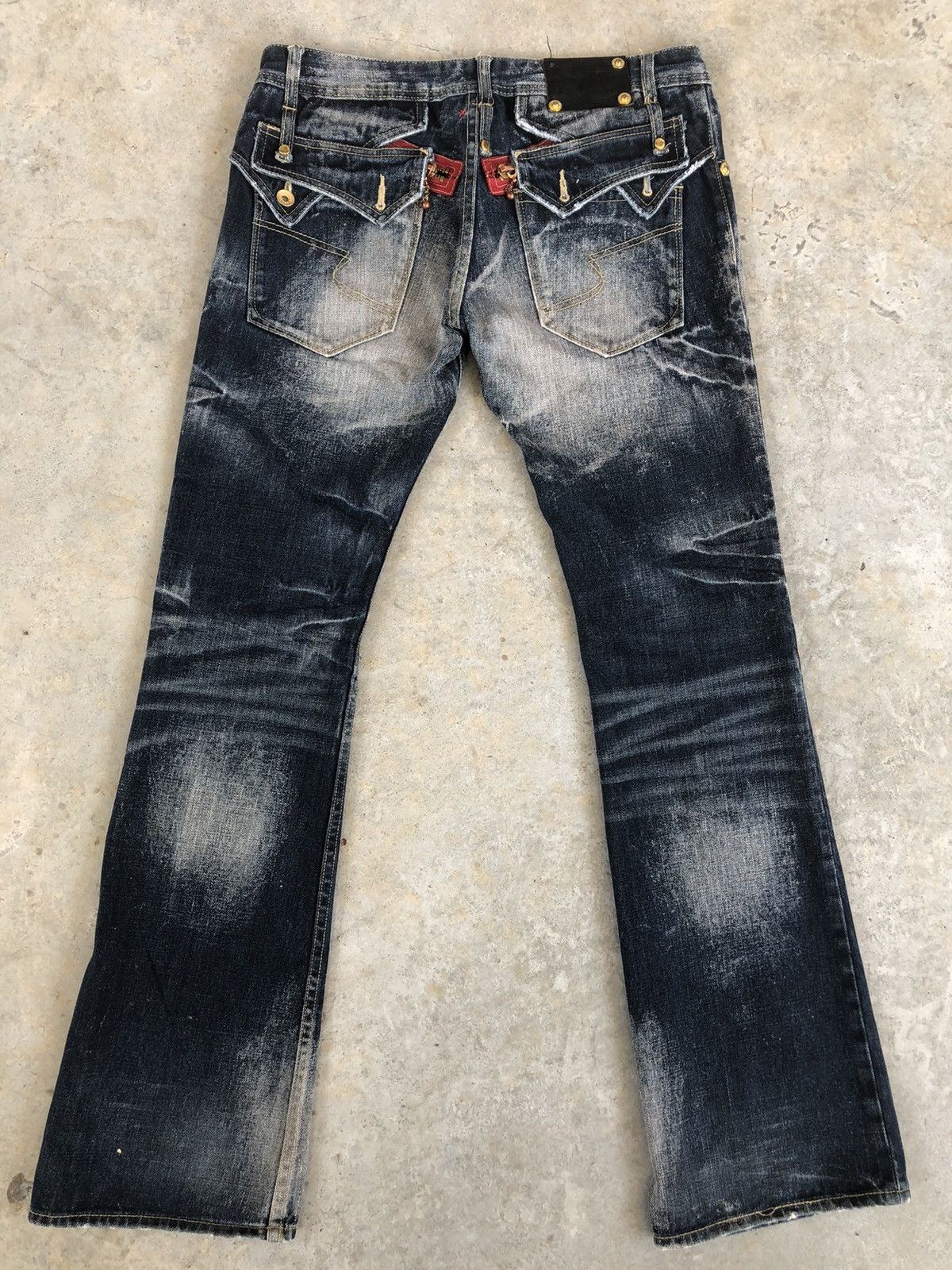 Japanese semantic design flared jeans distressed punk style Bottoms