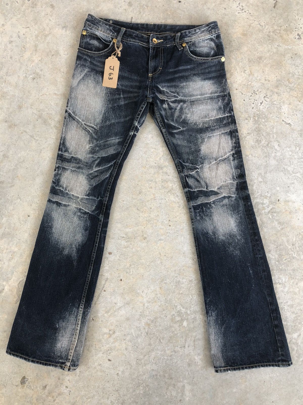 Japanese semantic design flared jeans distressed punk style Bottoms