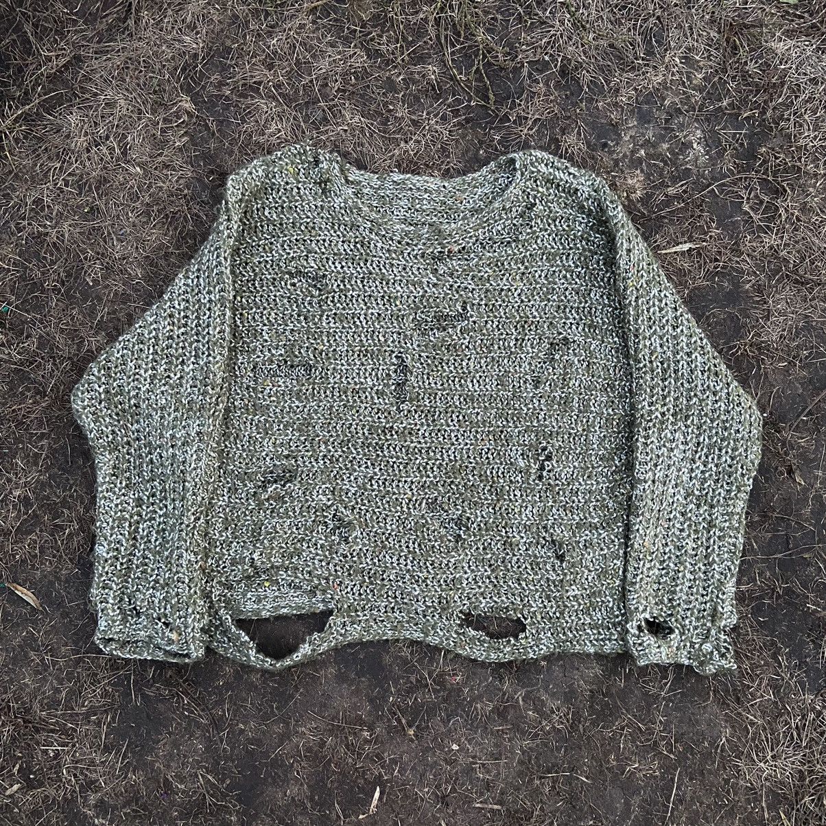 image of Vintage Y2K Mohair Teddy Grass Sweater Distressed Buymypiece in Khaki, Women's (Size Medium)
