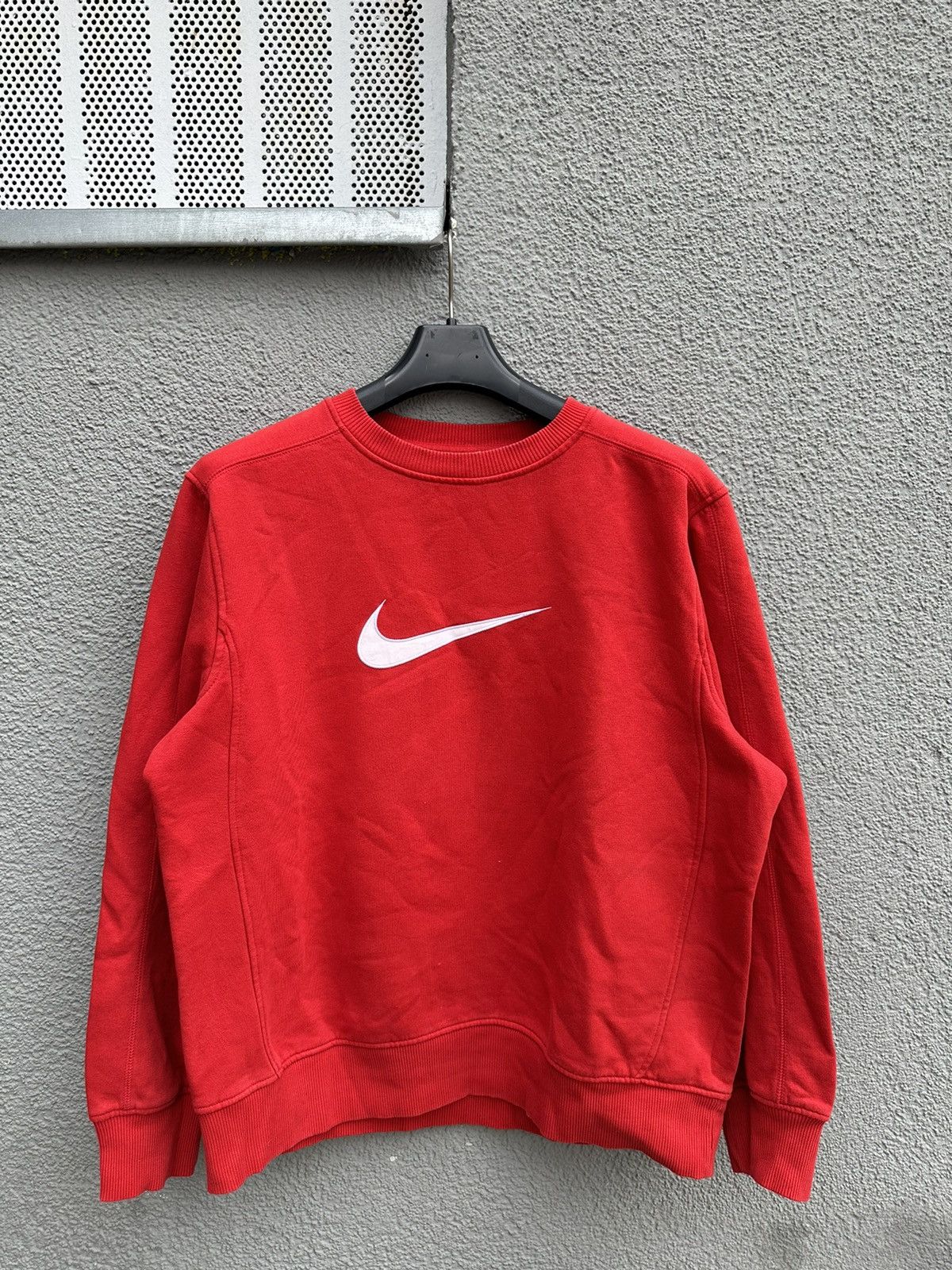 Pre-owned Nike X Vintage Nike Sweatshirt Big Logo Swoosh Y2k Red