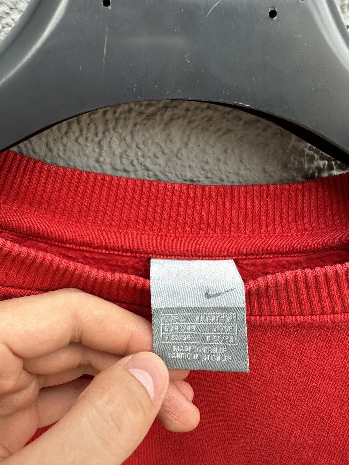Nike × Vintage Vintage Nike Sweatshirt Big Logo Swoosh Y2K Red Size US L / EU 52-54 / 3 - 4 Thumbnail