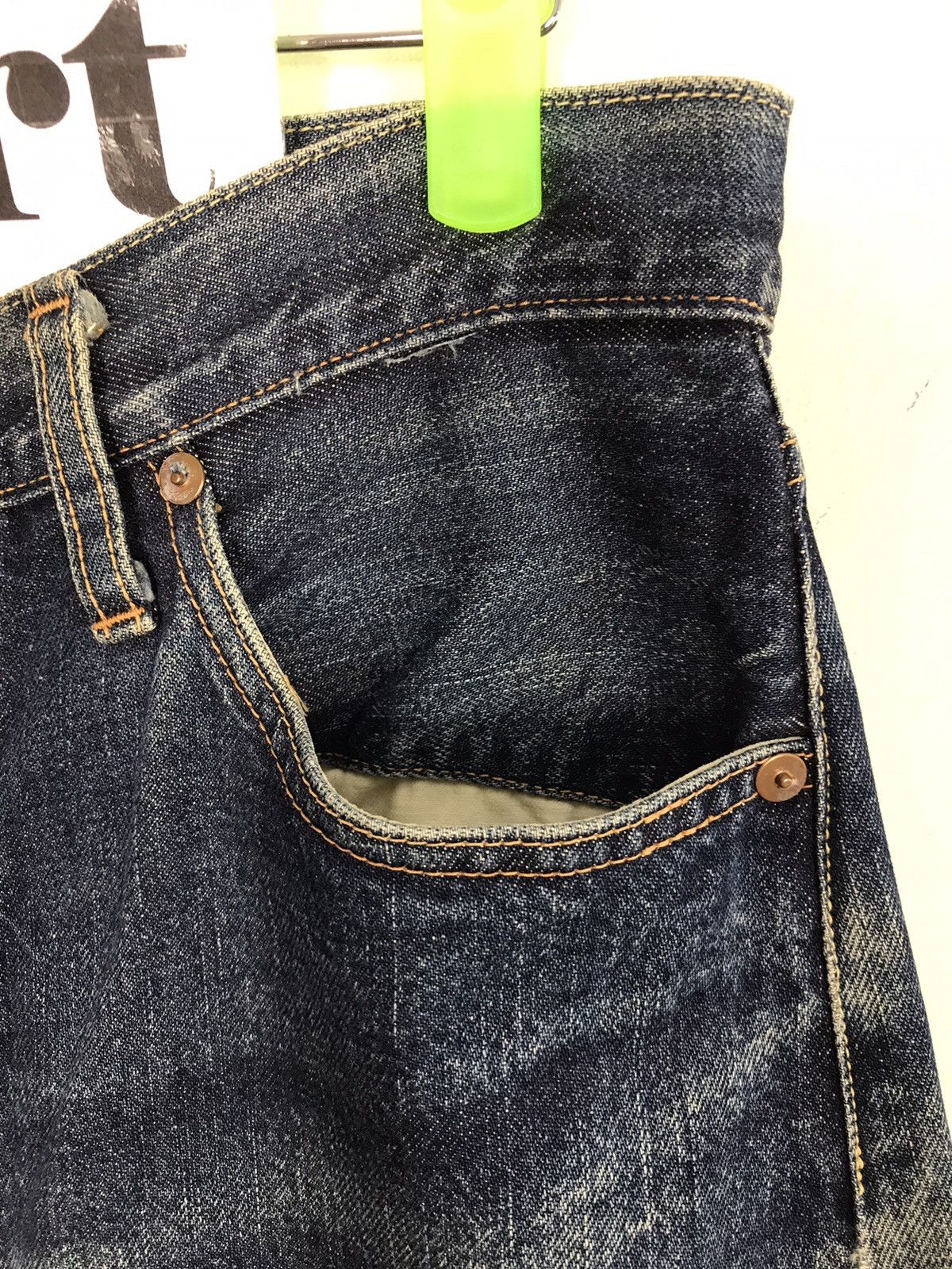 FOB Factory Vintage F.O.B Factory Selvedge Distressed Denim Jeans Size US 30 / EU 46 - 6 Thumbnail