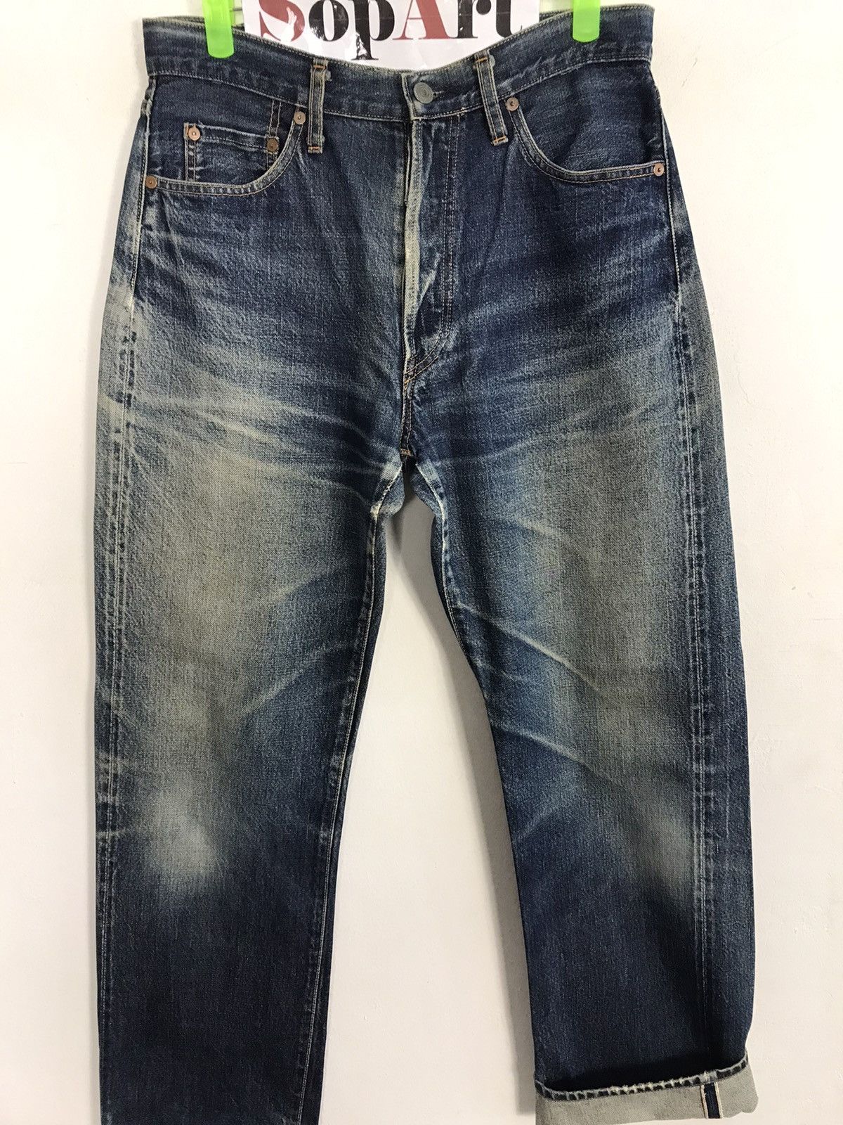 FOB Factory Vintage F.O.B Factory Selvedge Distressed Denim Jeans Size US 30 / EU 46 - 3 Thumbnail