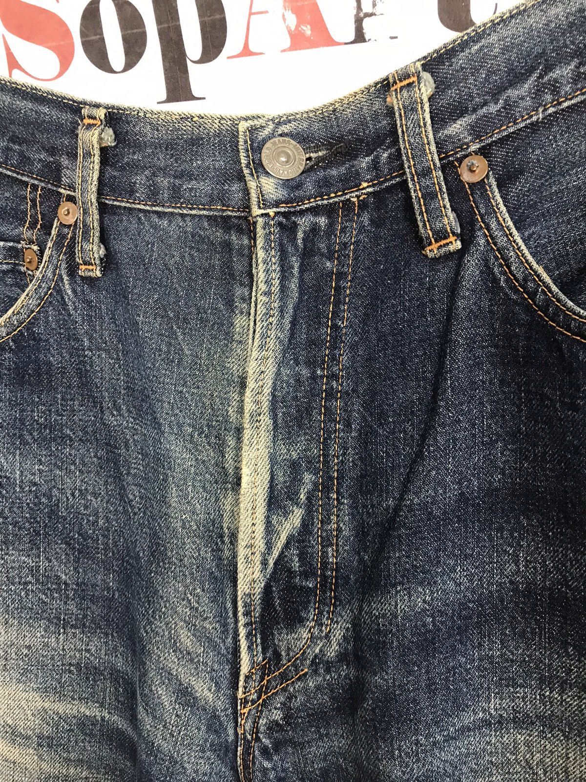 FOB Factory Vintage F.O.B Factory Selvedge Distressed Denim Jeans Size US 30 / EU 46 - 7 Thumbnail