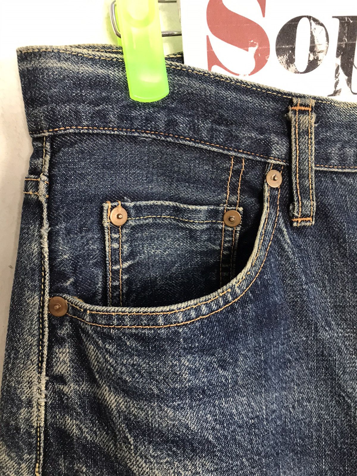 FOB Factory Vintage F.O.B Factory Selvedge Distressed Denim Jeans Size US 30 / EU 46 - 9 Thumbnail
