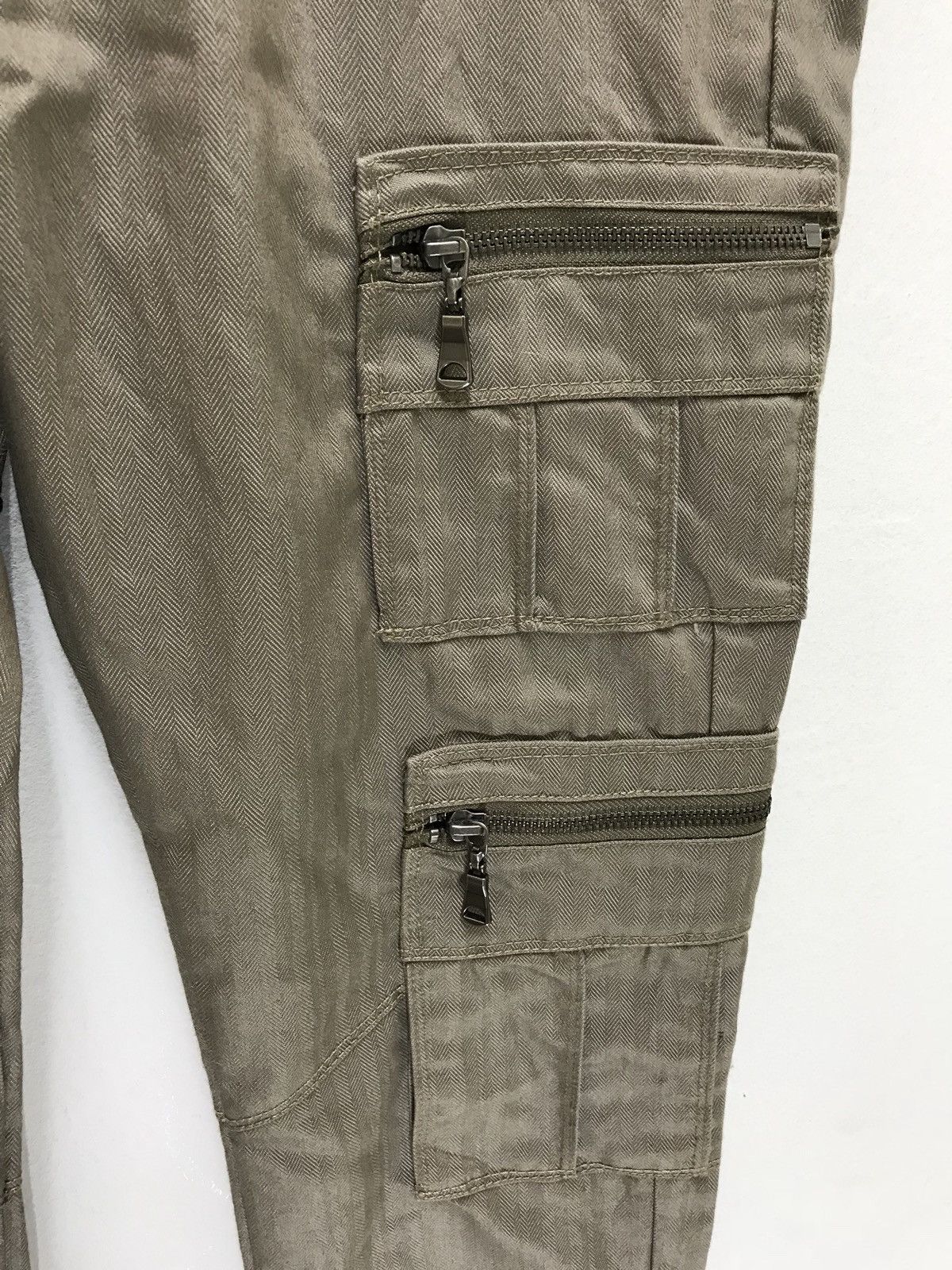Japanese Brand Semantic Design Cargo Slim Bush Multi Pockets Herringbones Size US 29 - 5 Thumbnail