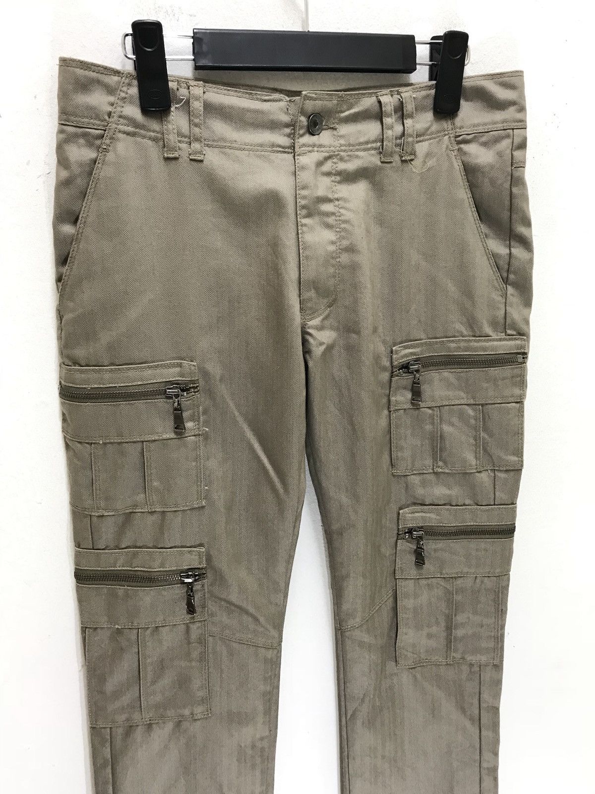 Japanese Brand Semantic Design Cargo Slim Bush Multi Pockets Herringbones Size US 29 - 1 Thumbnail