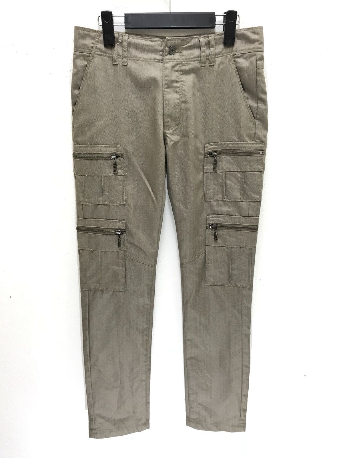 Japanese Brand Semantic Design Cargo Slim Bush Multi Pockets Herringbones Size US 29 - 2 Thumbnail