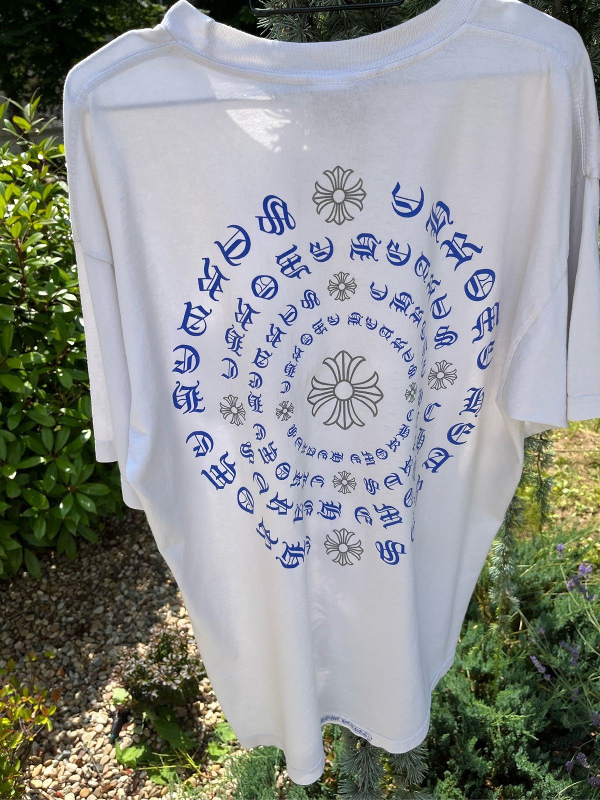 image of Chrome Hearts Vintage T-Shirt Spiral + Crosses in White, Men's (Size XL)