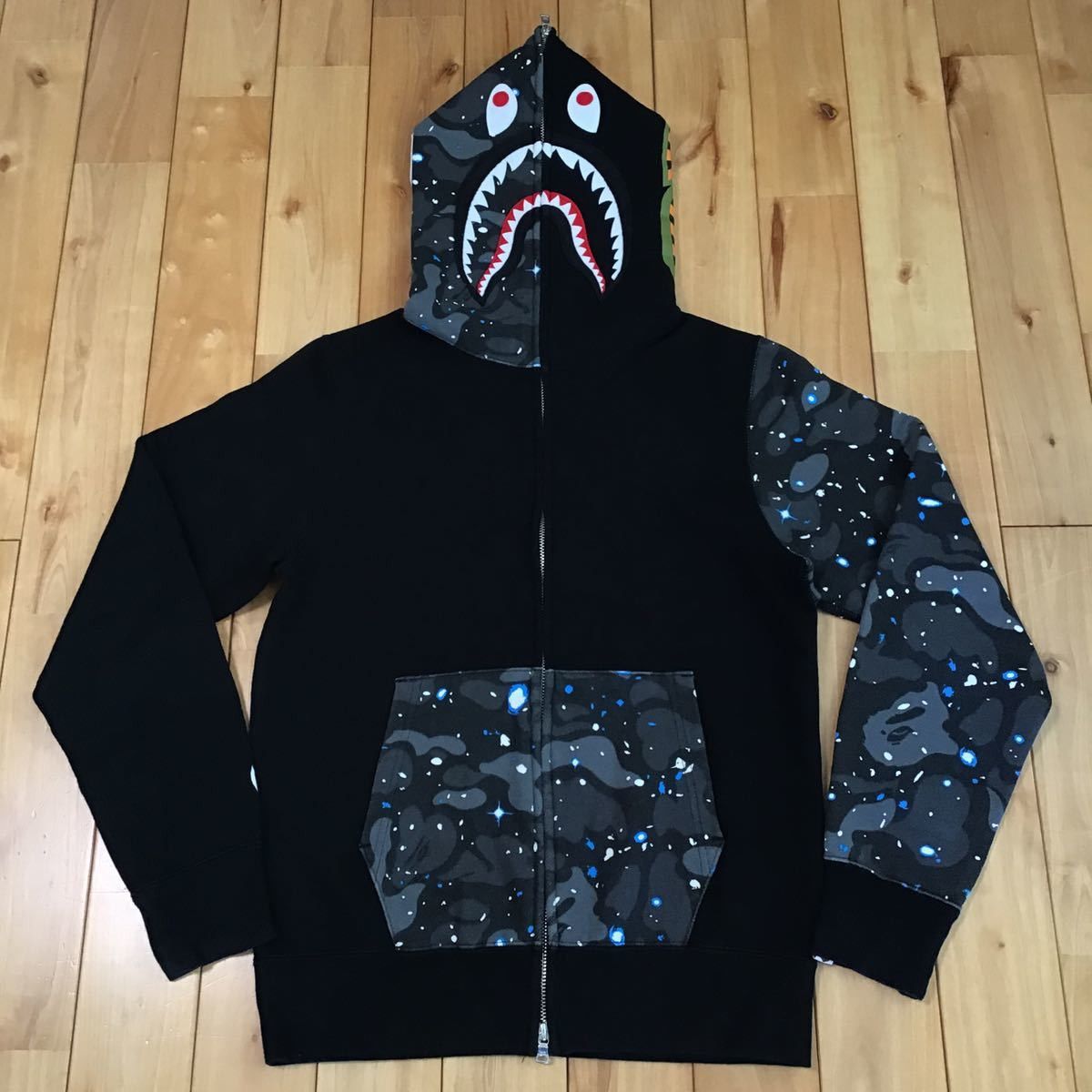 Bape glow in the dark space camo shark full zip hoodie galaxy Grailed