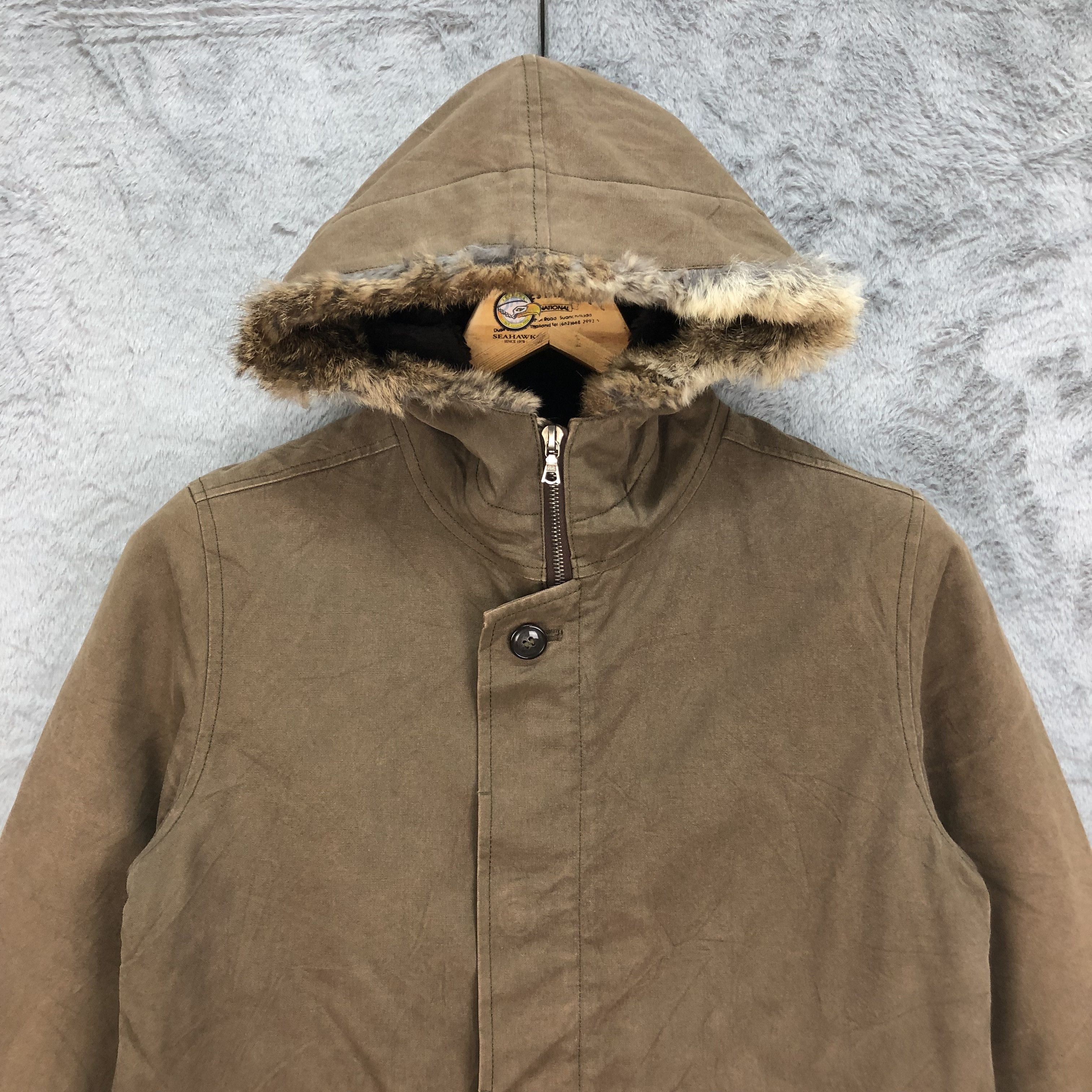 Vintage Green Riri Zip Faux Fur Hoodie Parka #5025-34 Size US XS / EU 42 / 0 - 2 Thumbnail
