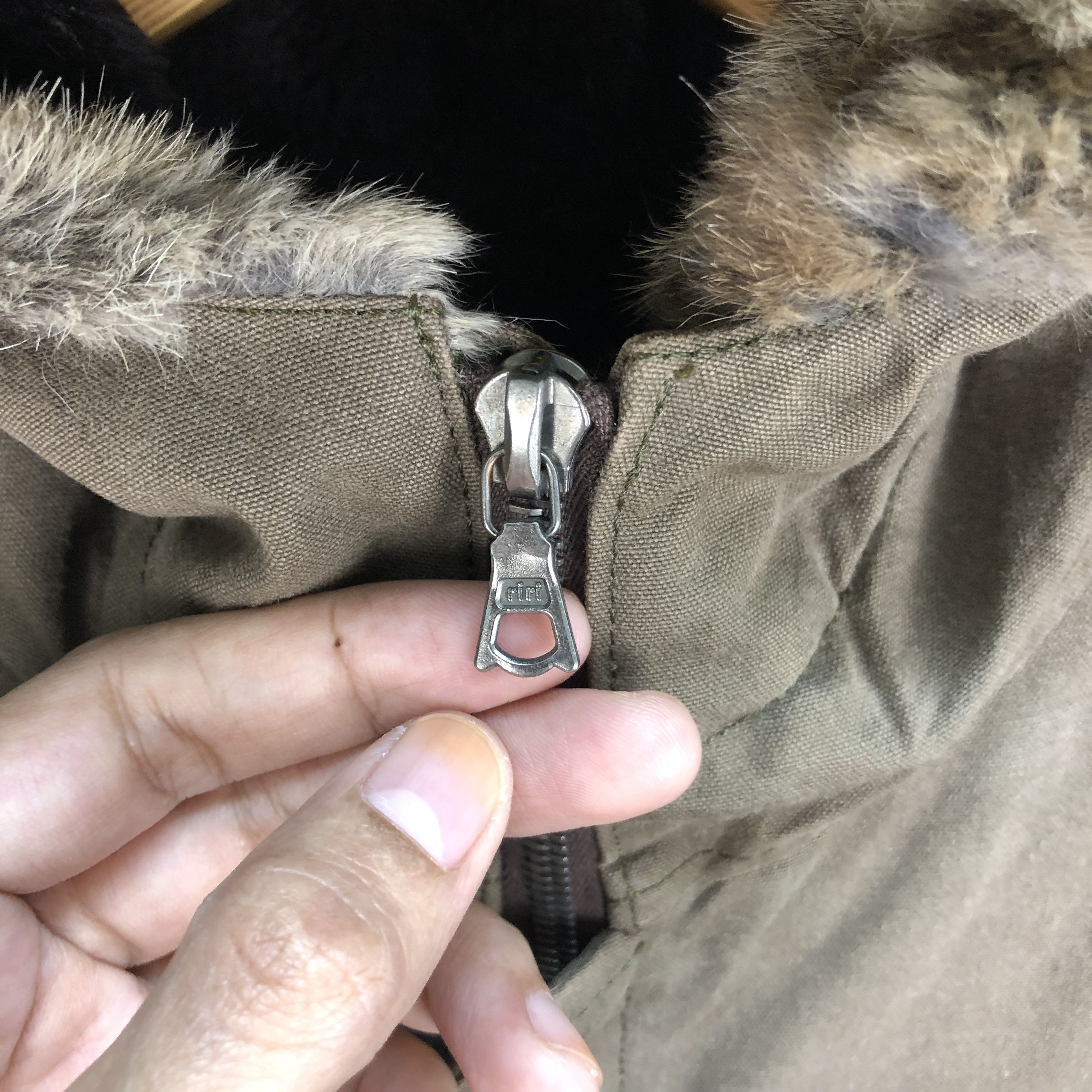Vintage Green Riri Zip Faux Fur Hoodie Parka #5025-34 Size US XS / EU 42 / 0 - 3 Thumbnail