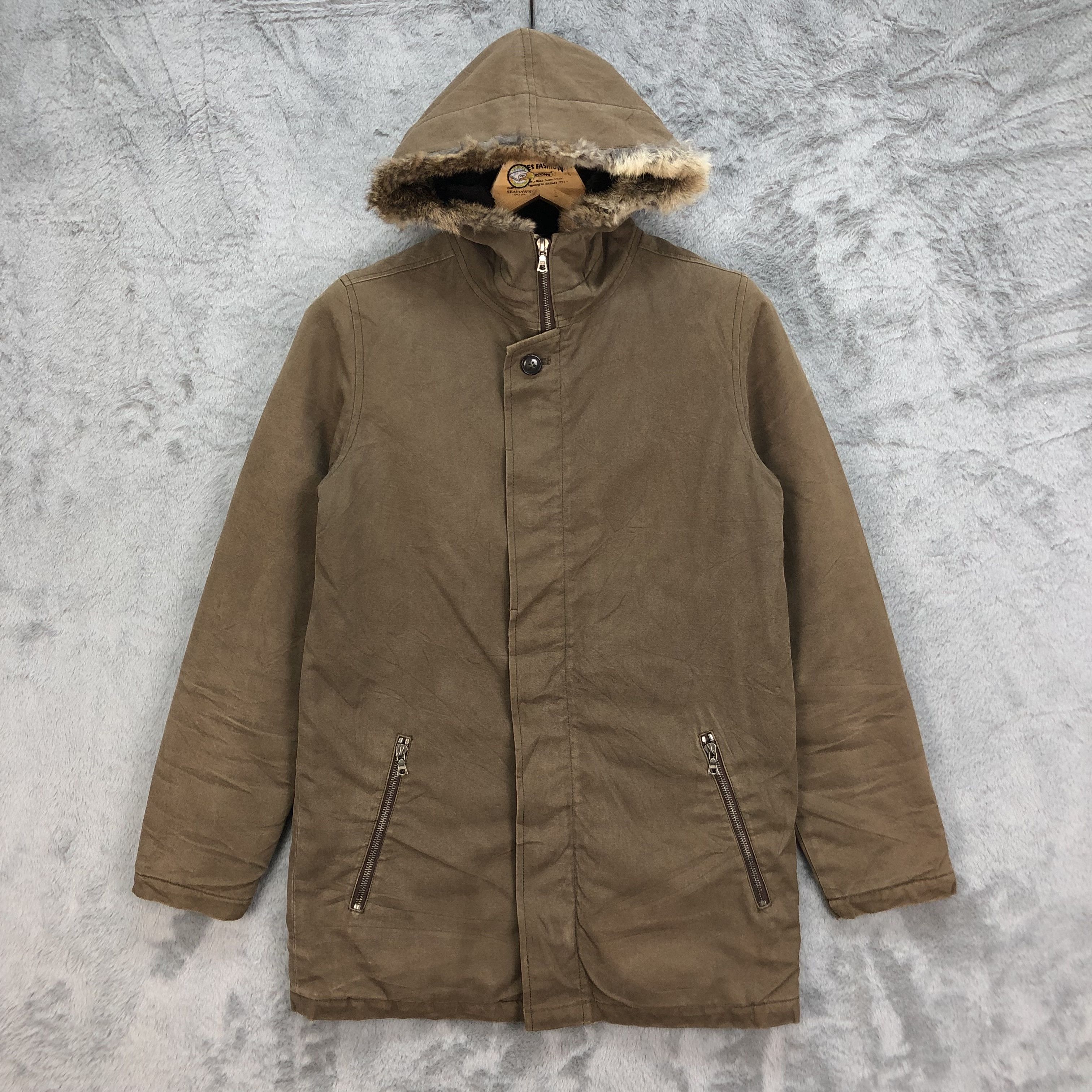Vintage Green Riri Zip Faux Fur Hoodie Parka #5025-34 Size US XS / EU 42 / 0 - 1 Thumbnail