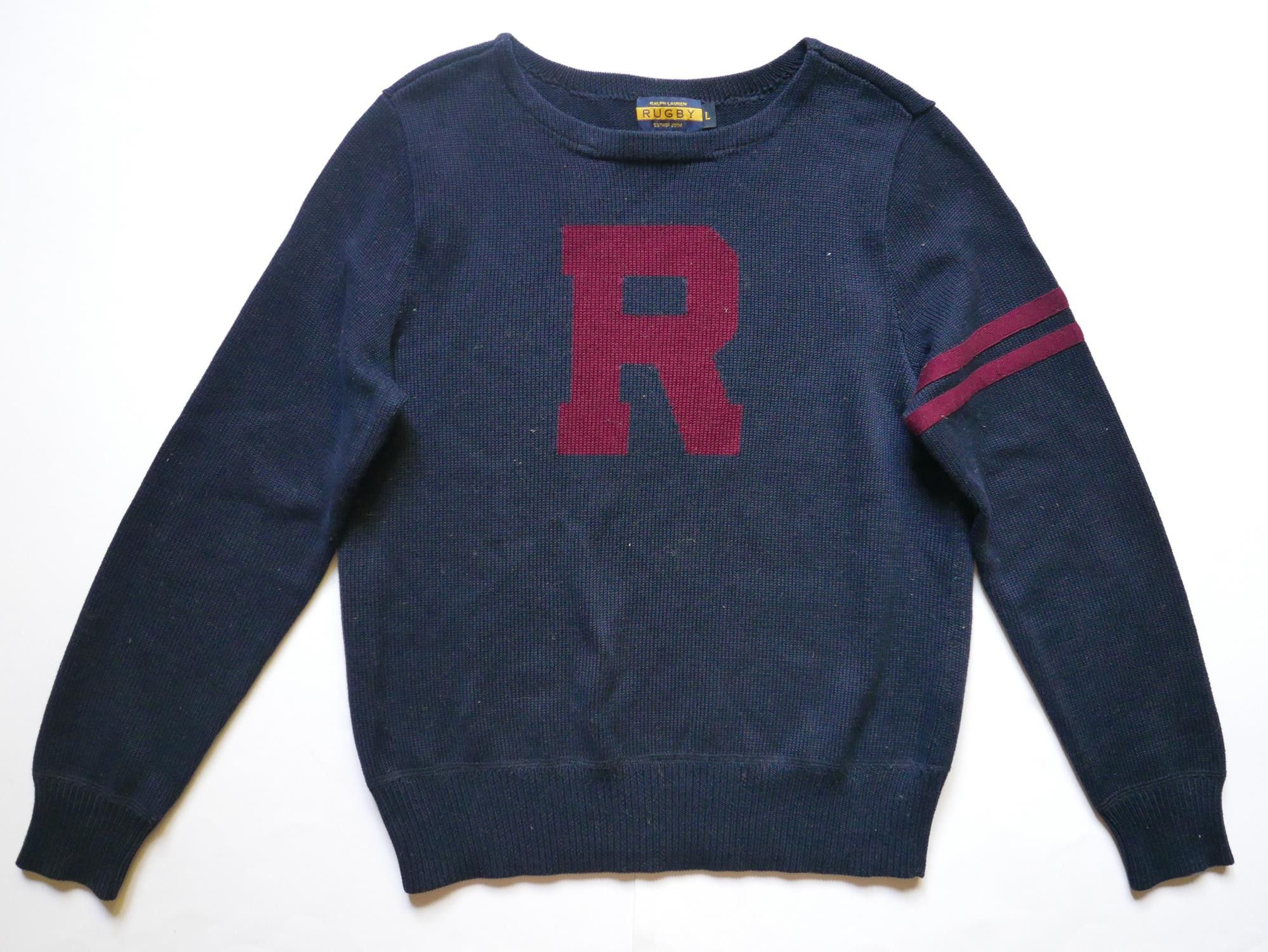 Rugby Ralph Lauren Ralph Lauren Rugby Sweater Jumper Varsity R Letterman Navy L Size L / US 10 / IT 46 - 1 Thumbnail