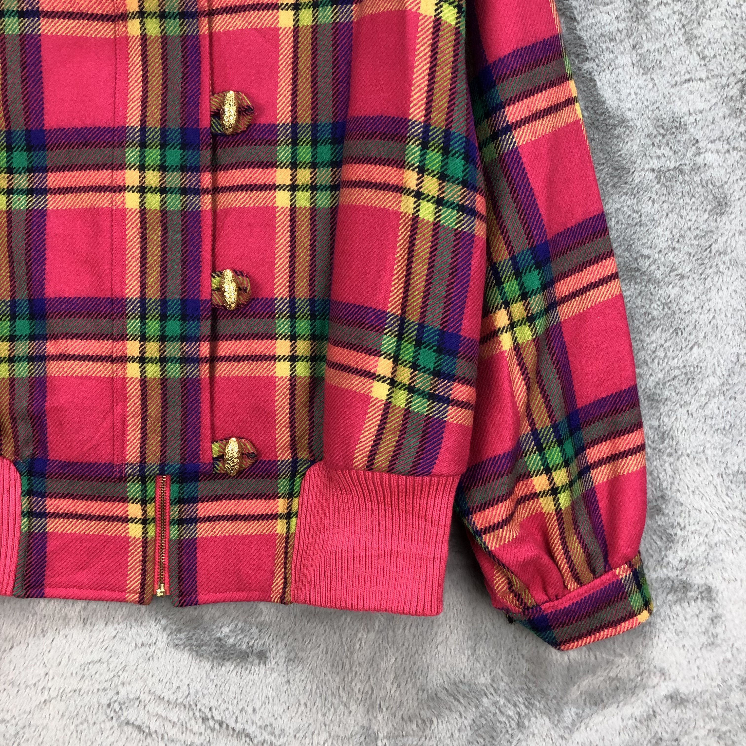 Japanese Brand BARMARNE FEMME COLORFUL TARTAN WOOLJACKET #5097-33 Size L / US 10 / IT 46 - 6 Thumbnail