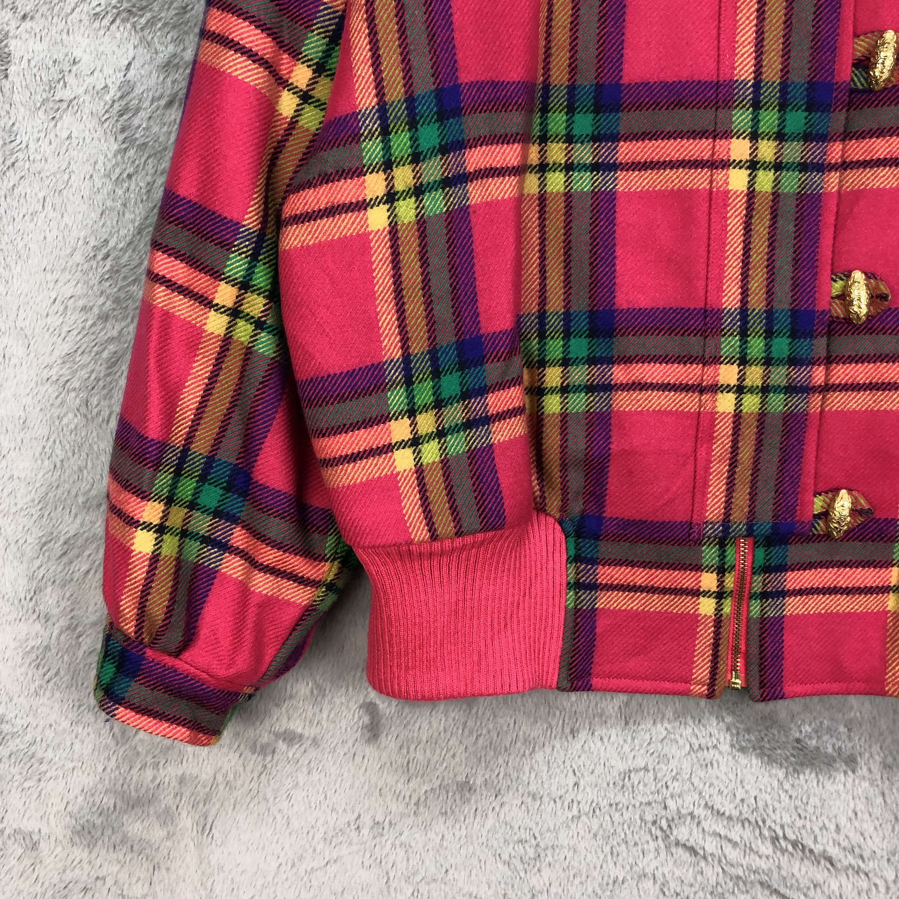Japanese Brand BARMARNE FEMME COLORFUL TARTAN WOOLJACKET #5097-33 Size L / US 10 / IT 46 - 5 Thumbnail