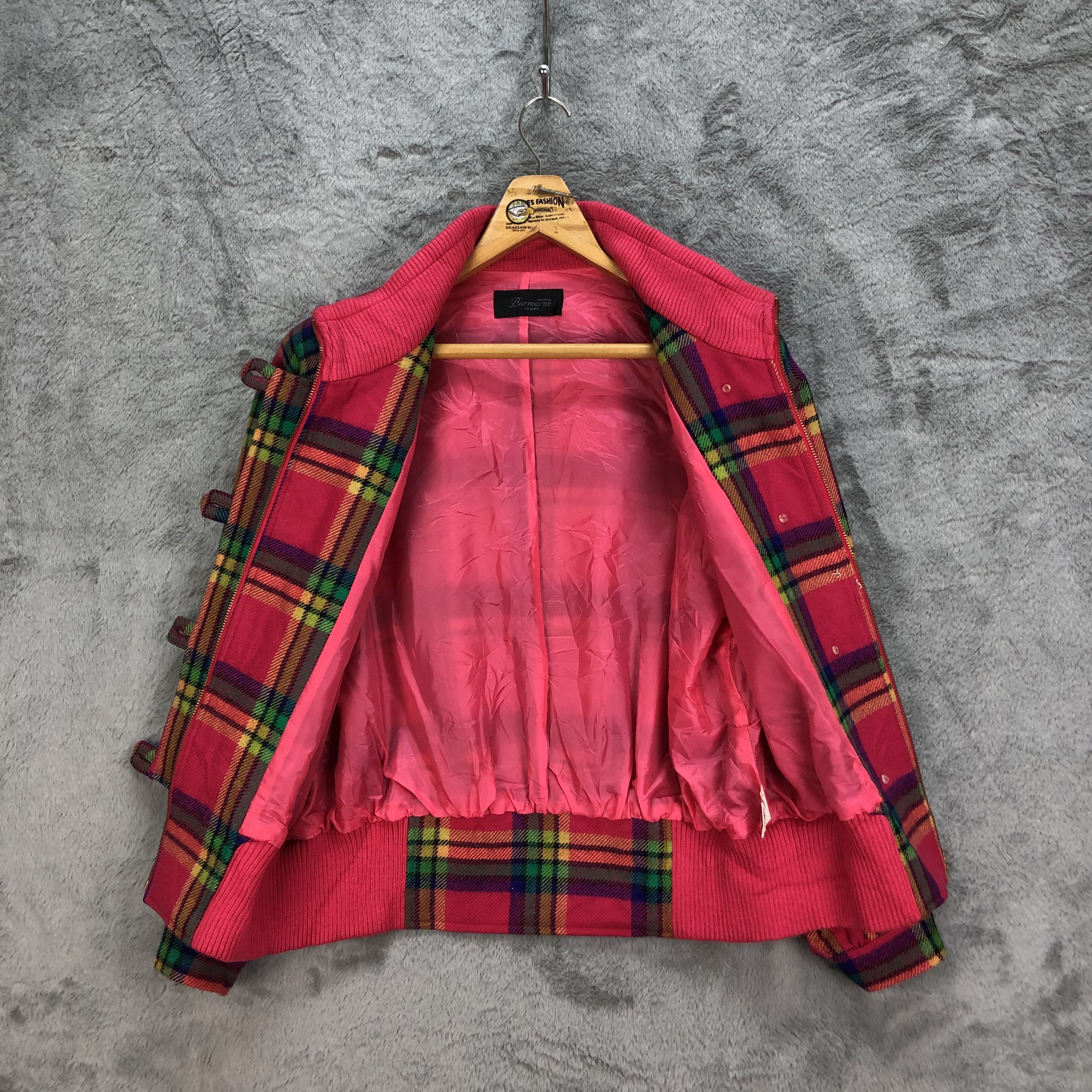 Japanese Brand BARMARNE FEMME COLORFUL TARTAN WOOLJACKET #5097-33 Size L / US 10 / IT 46 - 7 Thumbnail