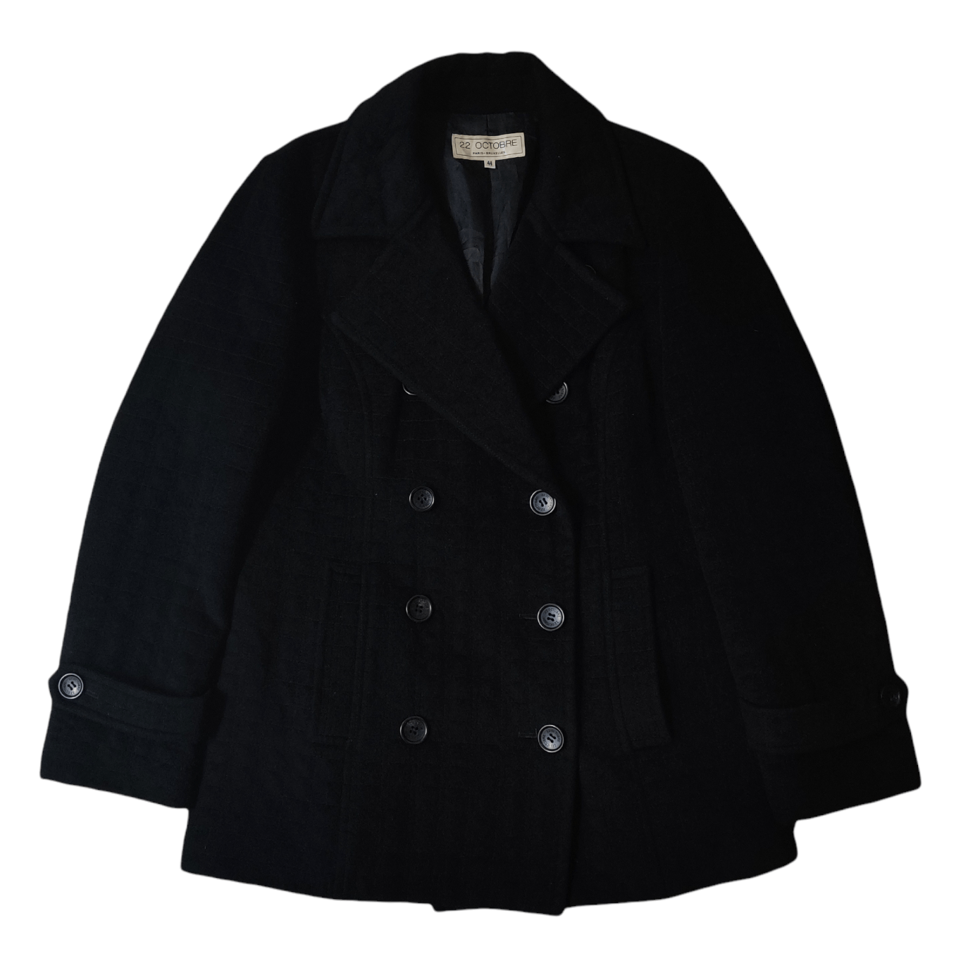 image of 22 Octobre Paris-Bruxelles Double Brested Wool Coat in Black, Men's (Size Medium)