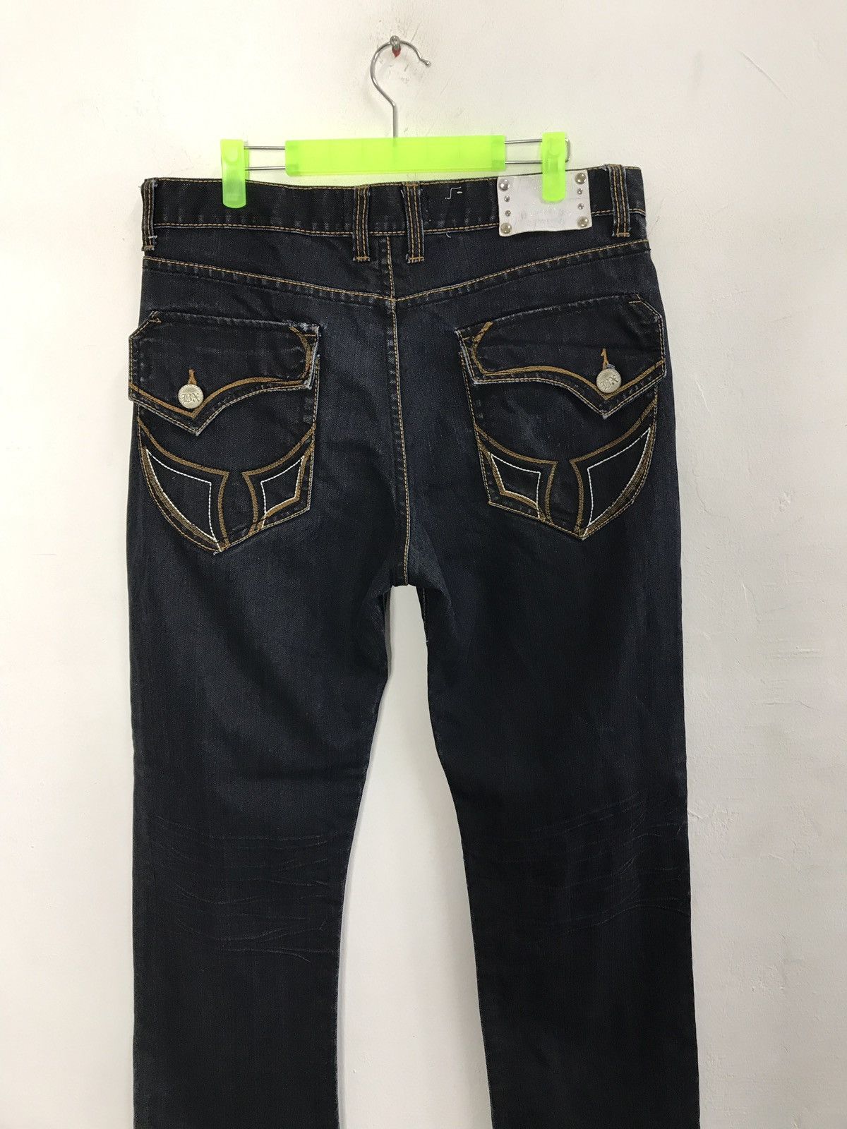 Japanese Brand Brooklyn Express Dark Blue Denim Jeans Closed Back Pockets Size US 34 / EU 50 - 7 Thumbnail