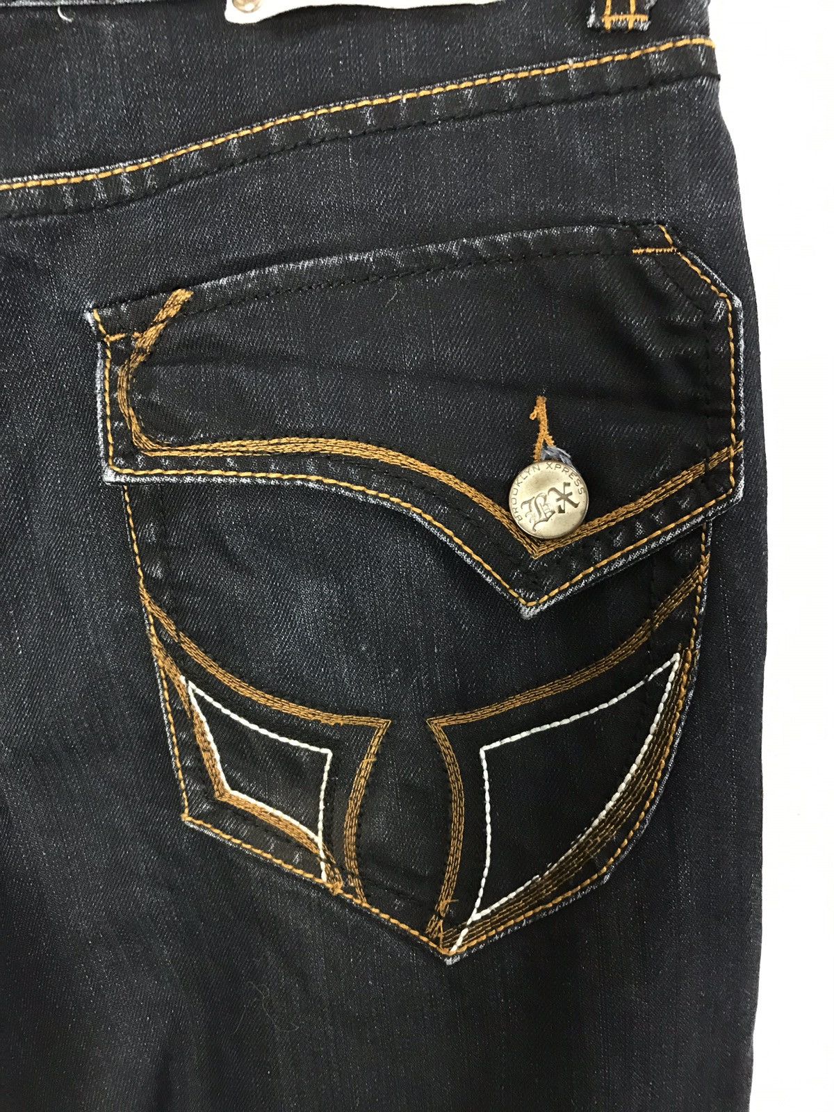 Japanese Brand Brooklyn Express Dark Blue Denim Jeans Closed Back Pockets Size US 34 / EU 50 - 8 Thumbnail