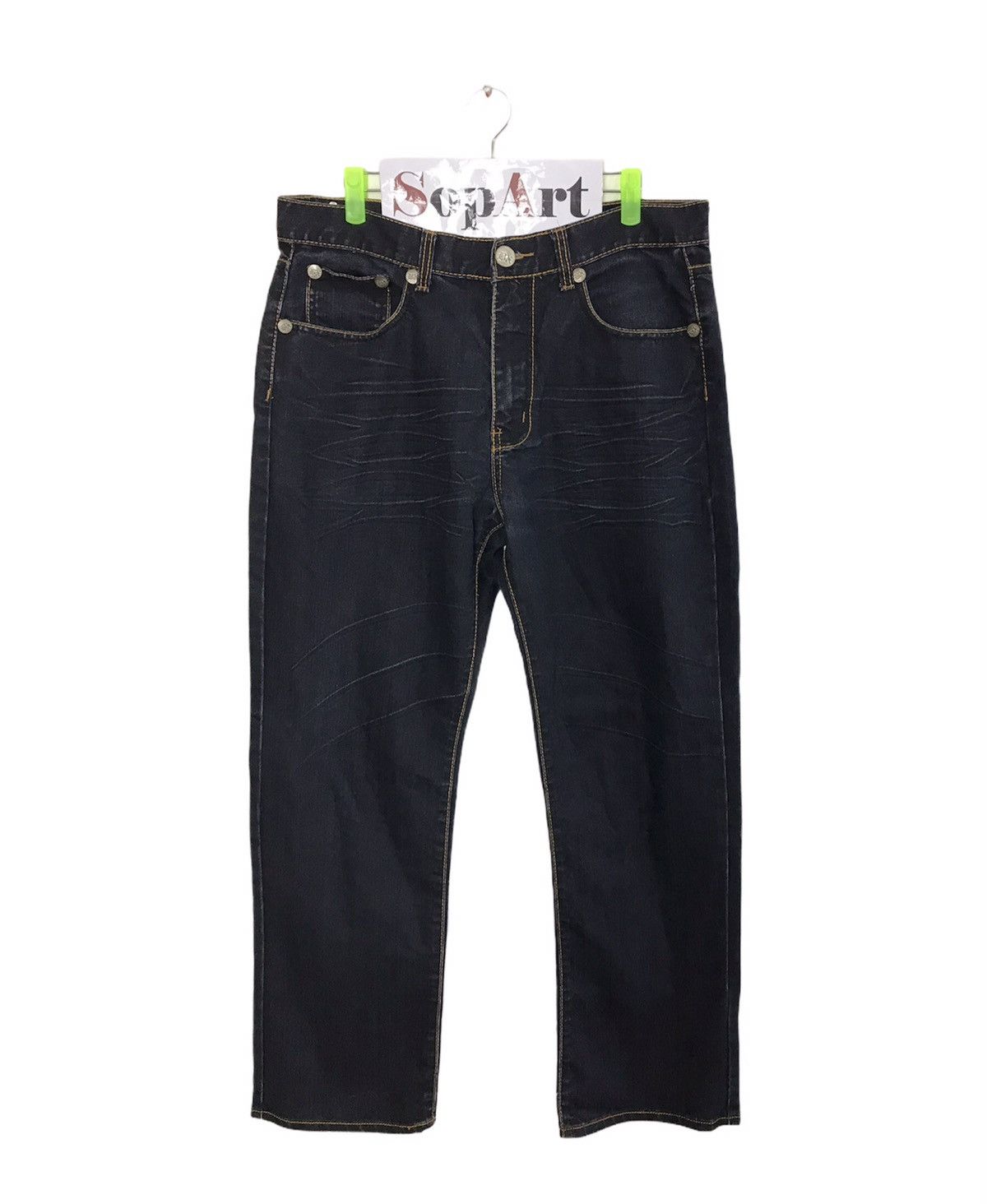 Japanese Brand Brooklyn Express Dark Blue Denim Jeans Closed Back Pockets Size US 34 / EU 50 - 1 Thumbnail