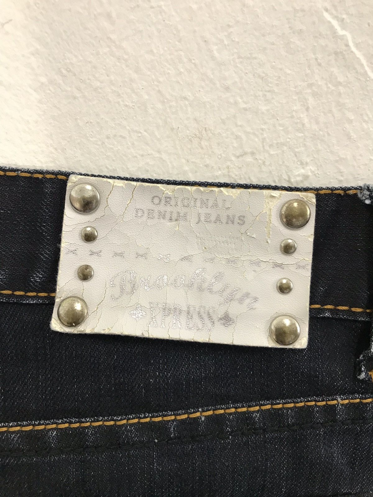 Japanese Brand Brooklyn Express Dark Blue Denim Jeans Closed Back Pockets Size US 34 / EU 50 - 9 Thumbnail