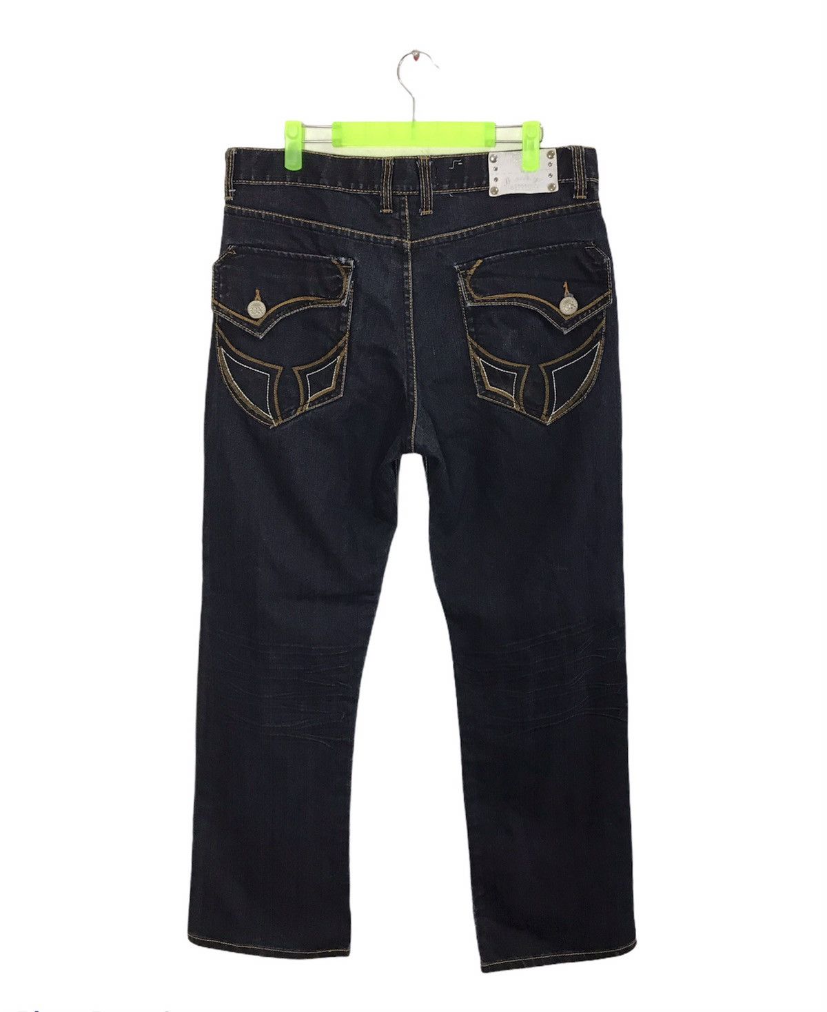 Japanese Brand Brooklyn Express Dark Blue Denim Jeans Closed Back Pockets Size US 34 / EU 50 - 2 Thumbnail