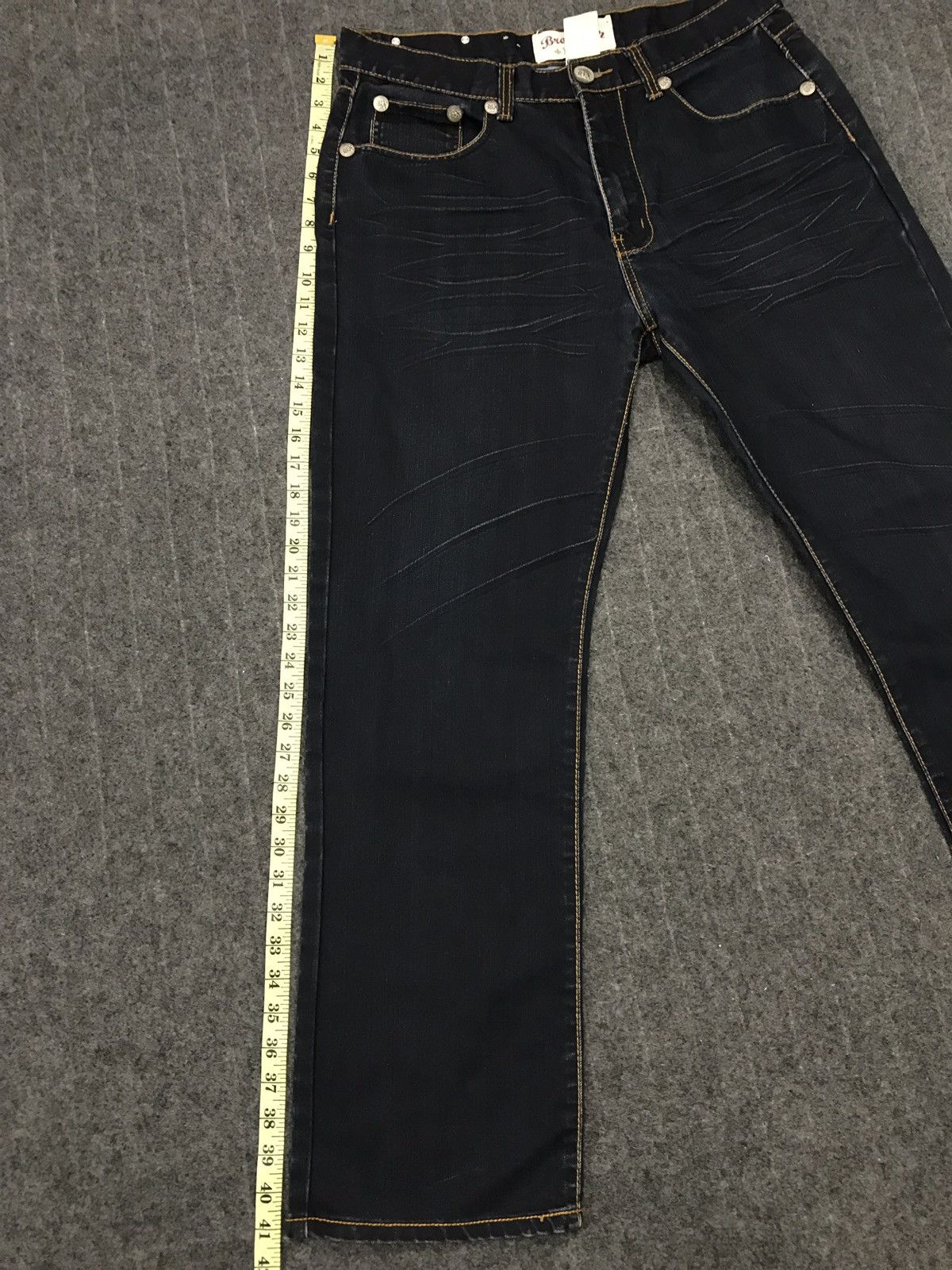 Japanese Brand Brooklyn Express Dark Blue Denim Jeans Closed Back Pockets Size US 34 / EU 50 - 14 Thumbnail