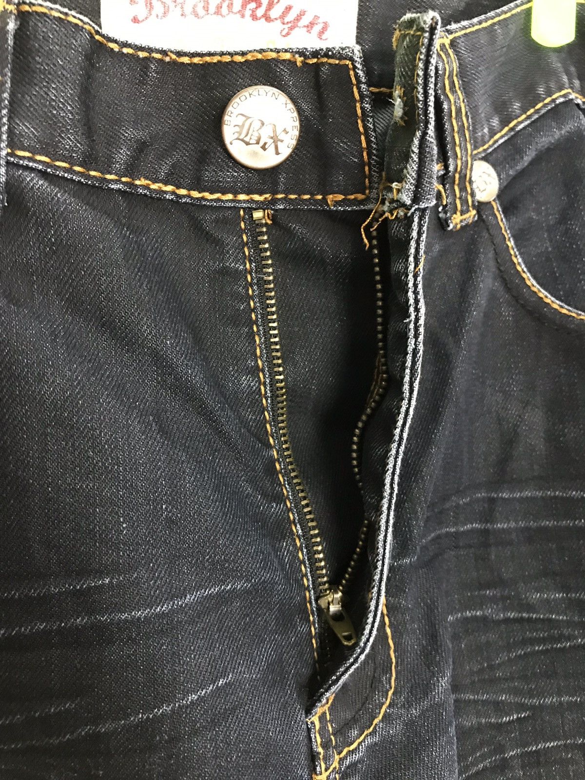 Japanese Brand Brooklyn Express Dark Blue Denim Jeans Closed Back Pockets Size US 34 / EU 50 - 6 Thumbnail