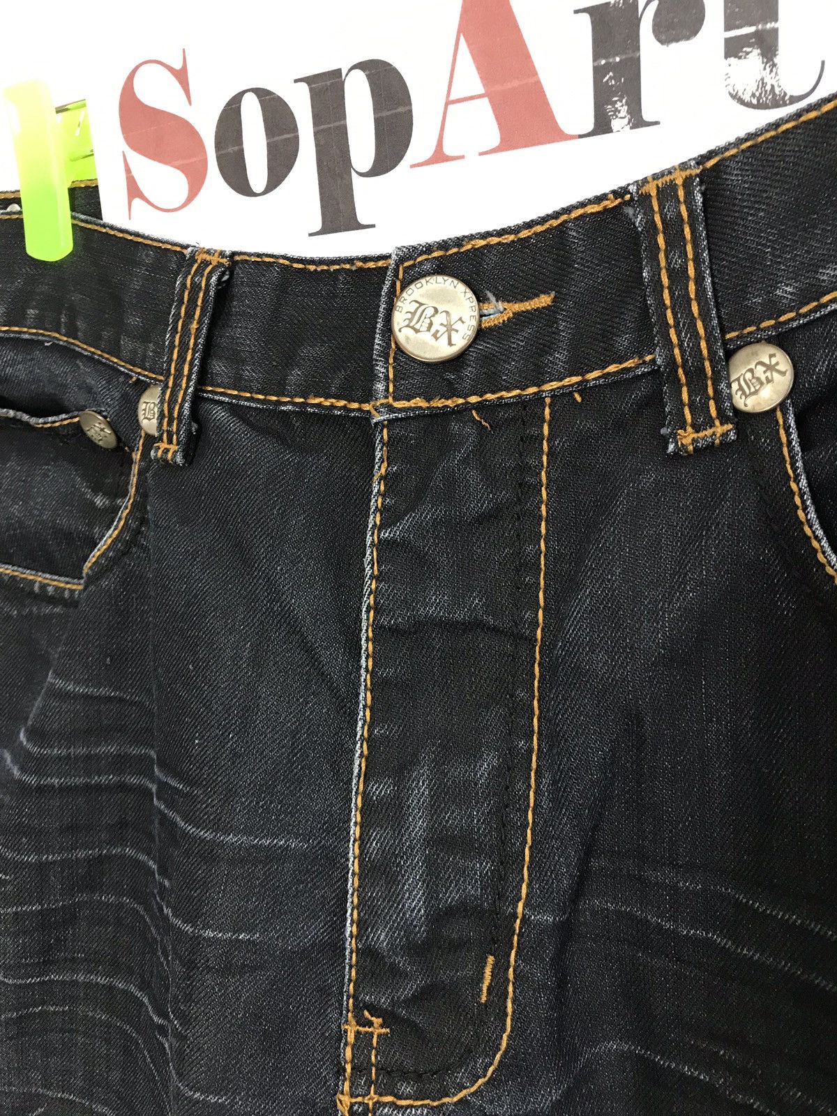 Japanese Brand Brooklyn Express Dark Blue Denim Jeans Closed Back Pockets Size US 34 / EU 50 - 4 Thumbnail