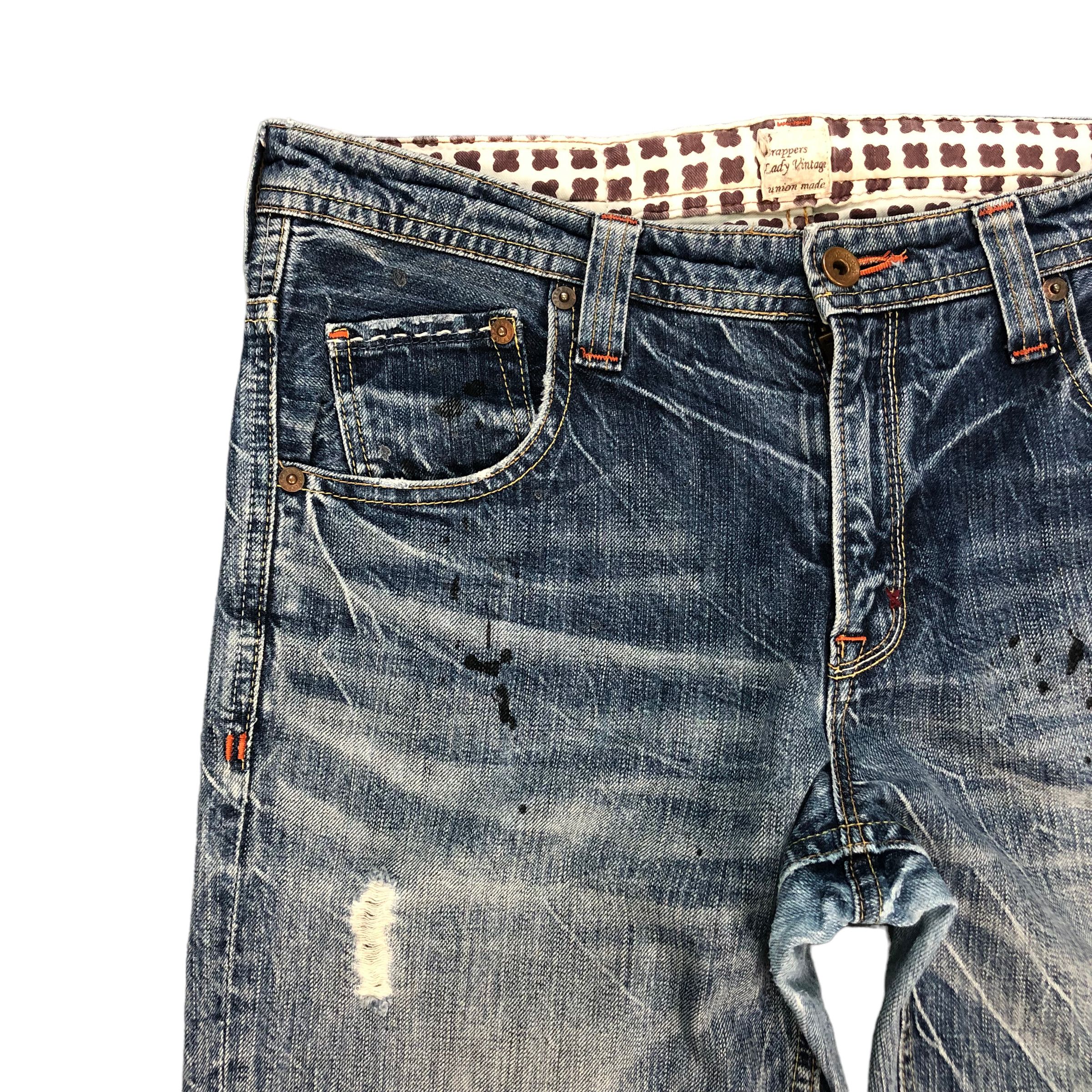 Japanese Brand BRAPPERS LADY VINTAGE 1987 TRASHED DISTRESS JEANS #6127-220 Size 34" / US 12 / IT 48 - 3 Thumbnail
