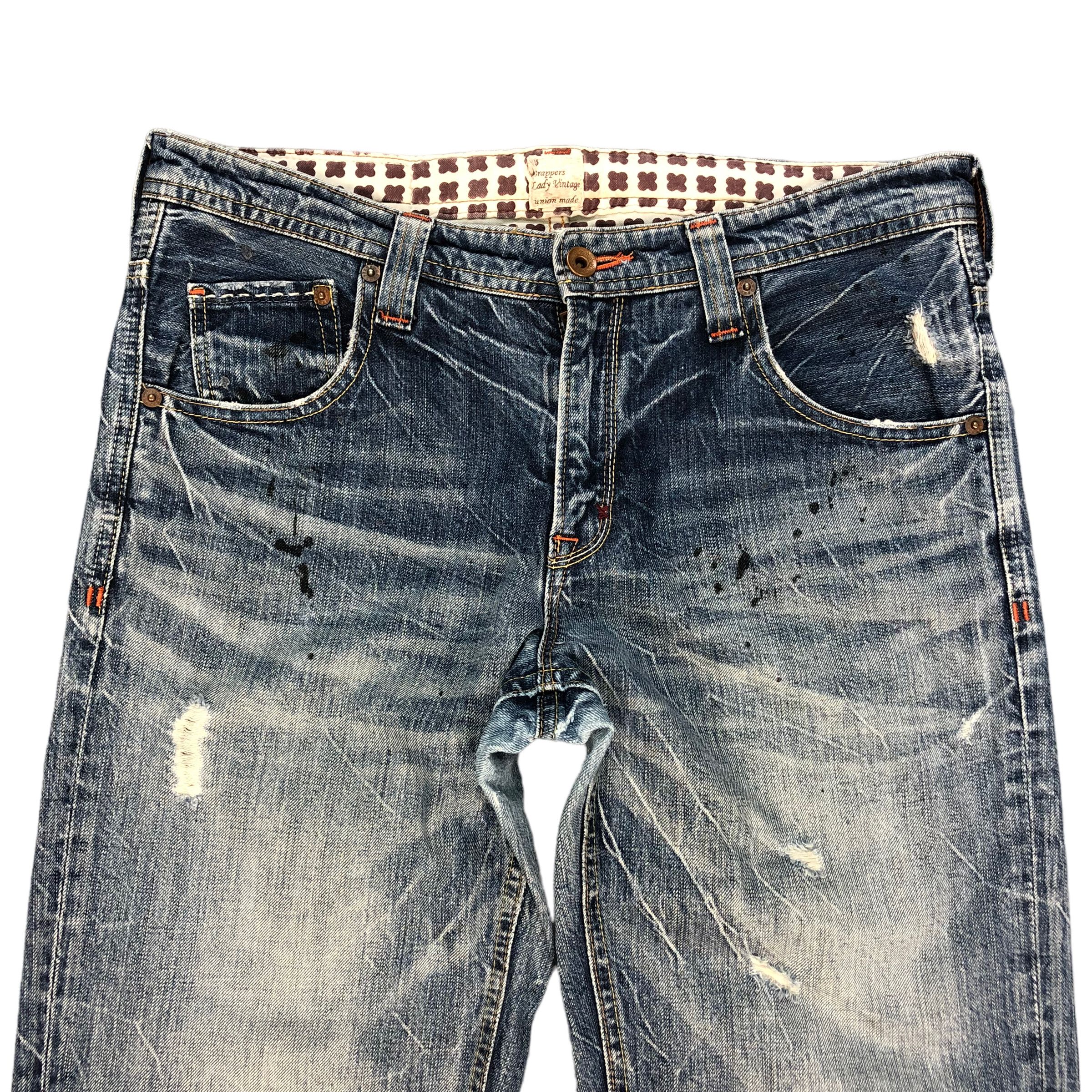 Japanese Brand BRAPPERS LADY VINTAGE 1987 TRASHED DISTRESS JEANS #6127-220 Size 34" / US 12 / IT 48 - 2 Thumbnail
