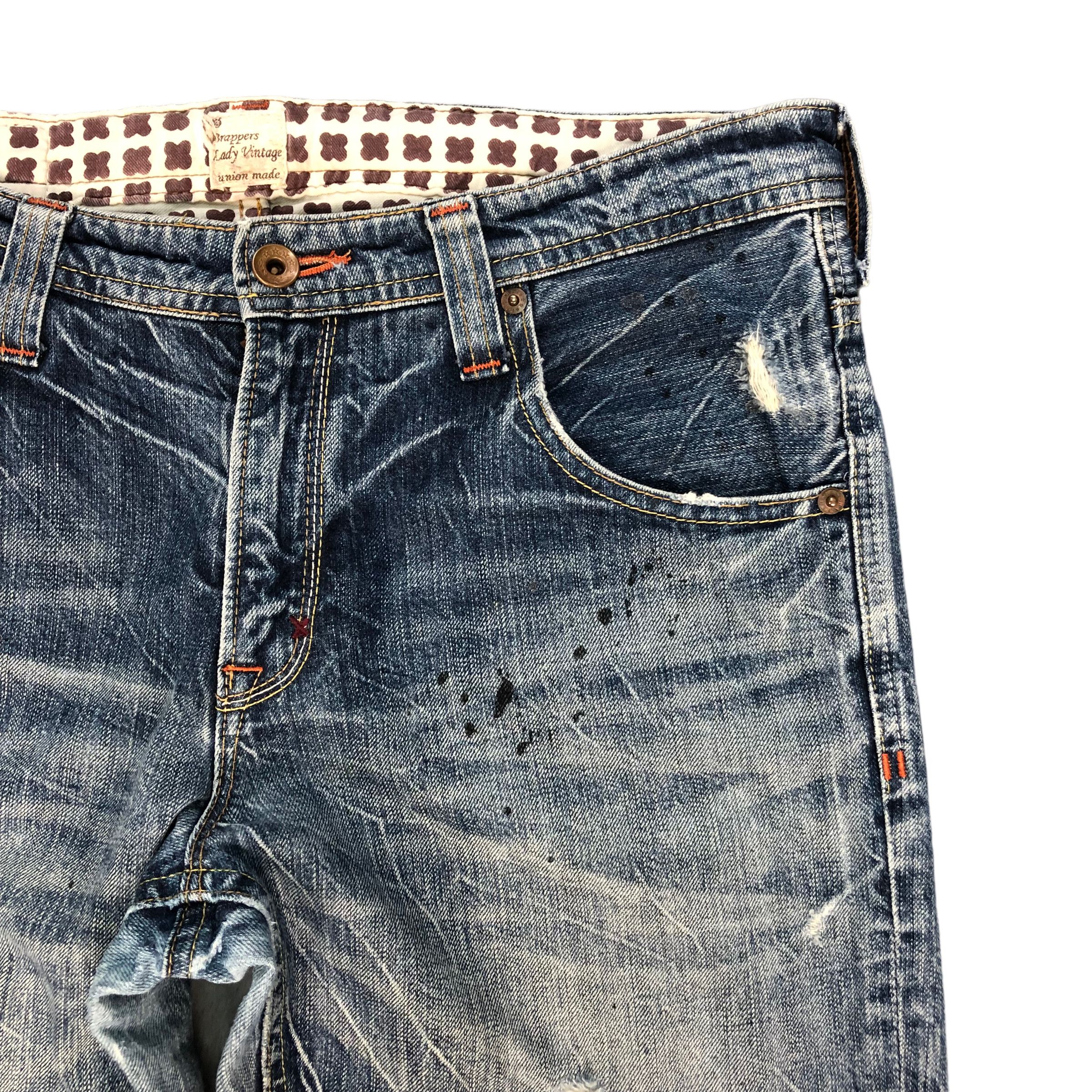 Japanese Brand BRAPPERS LADY VINTAGE 1987 TRASHED DISTRESS JEANS #6127-220 Size 34" / US 12 / IT 48 - 4 Thumbnail