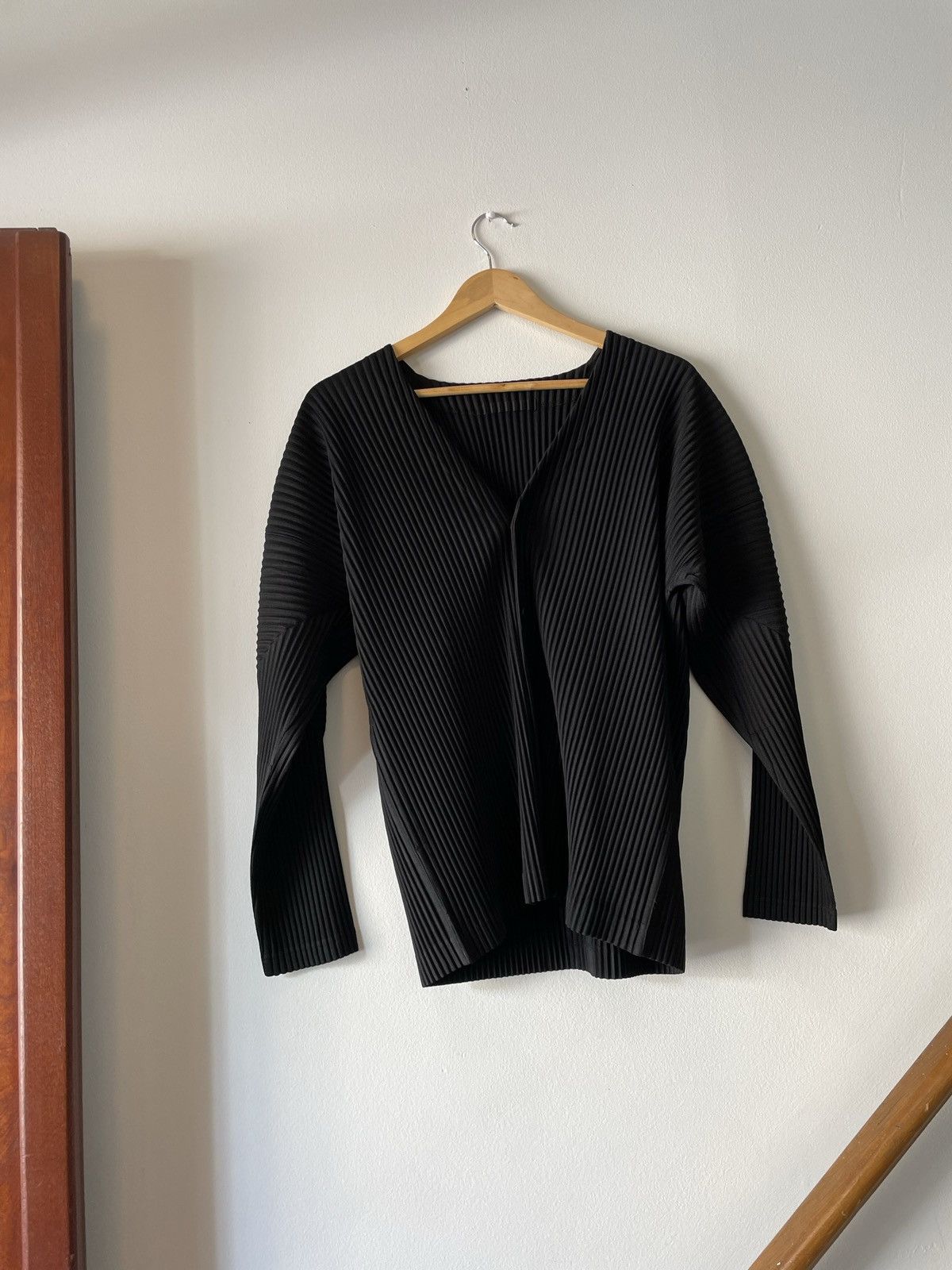 image of Homme Plisse Issey Miyake Issey Miyake Homme Plisse Black Cardigan, Men's (Size Small)