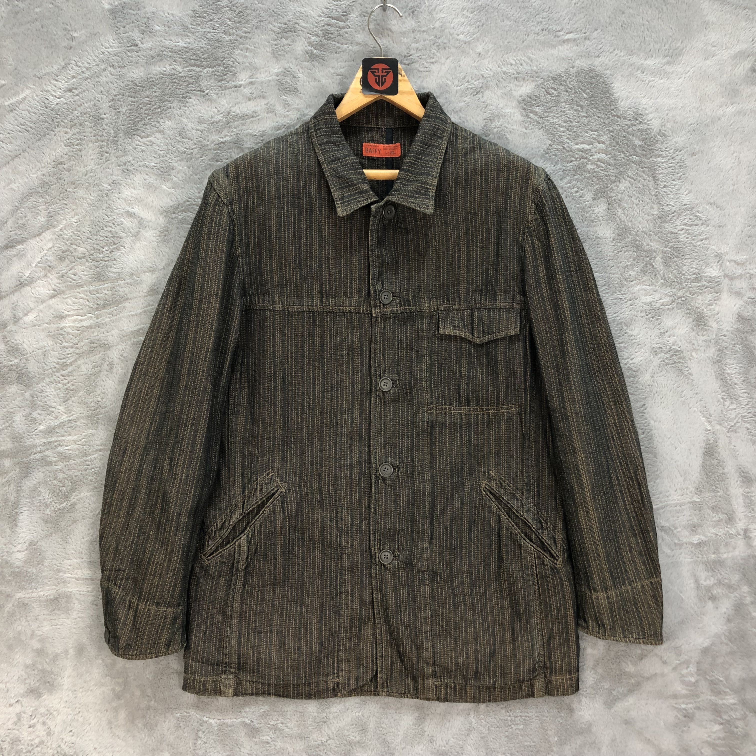 Vintage BAFFY HARD WEAR STRIPED CASUAL JACKET #6340-63 Size US L / EU 52-54 / 3 - 1 Thumbnail