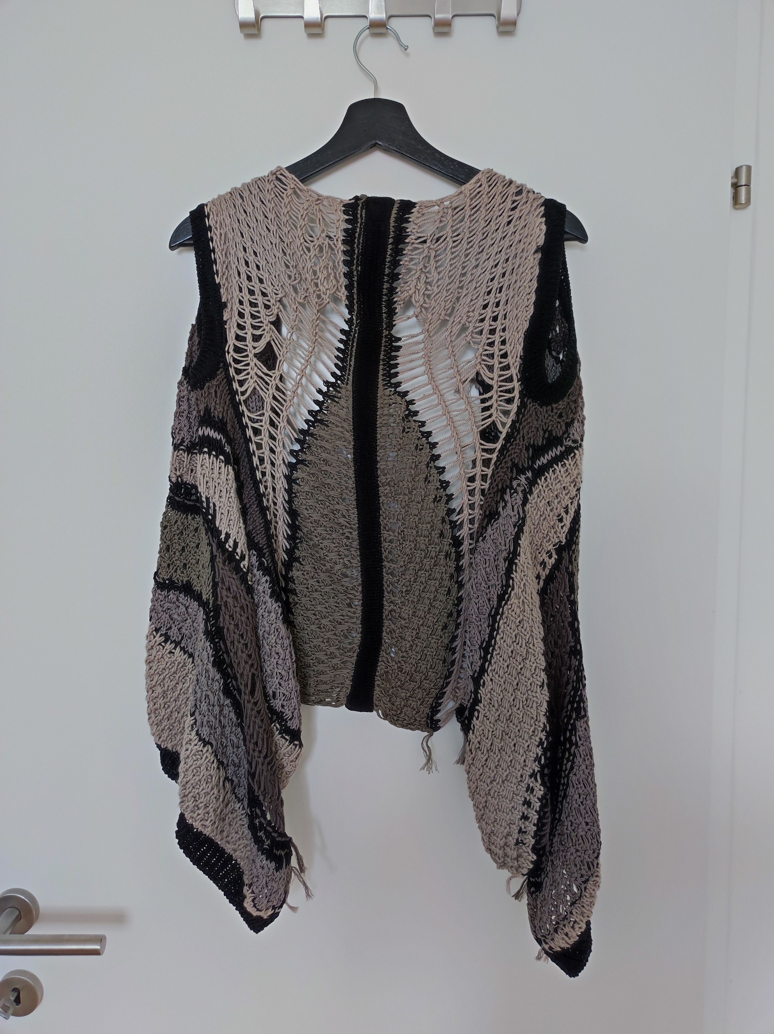image of Rick Owens Pls Ss13 Psycho Knit Sleeveless Vest in Black/Beige/Grey, Men's (Size Small)