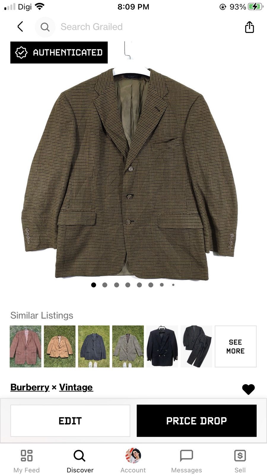 Burberry Burberrys' Houndstooth Suit Jacket / Blazers #72-004 Size 46R - 10 Thumbnail