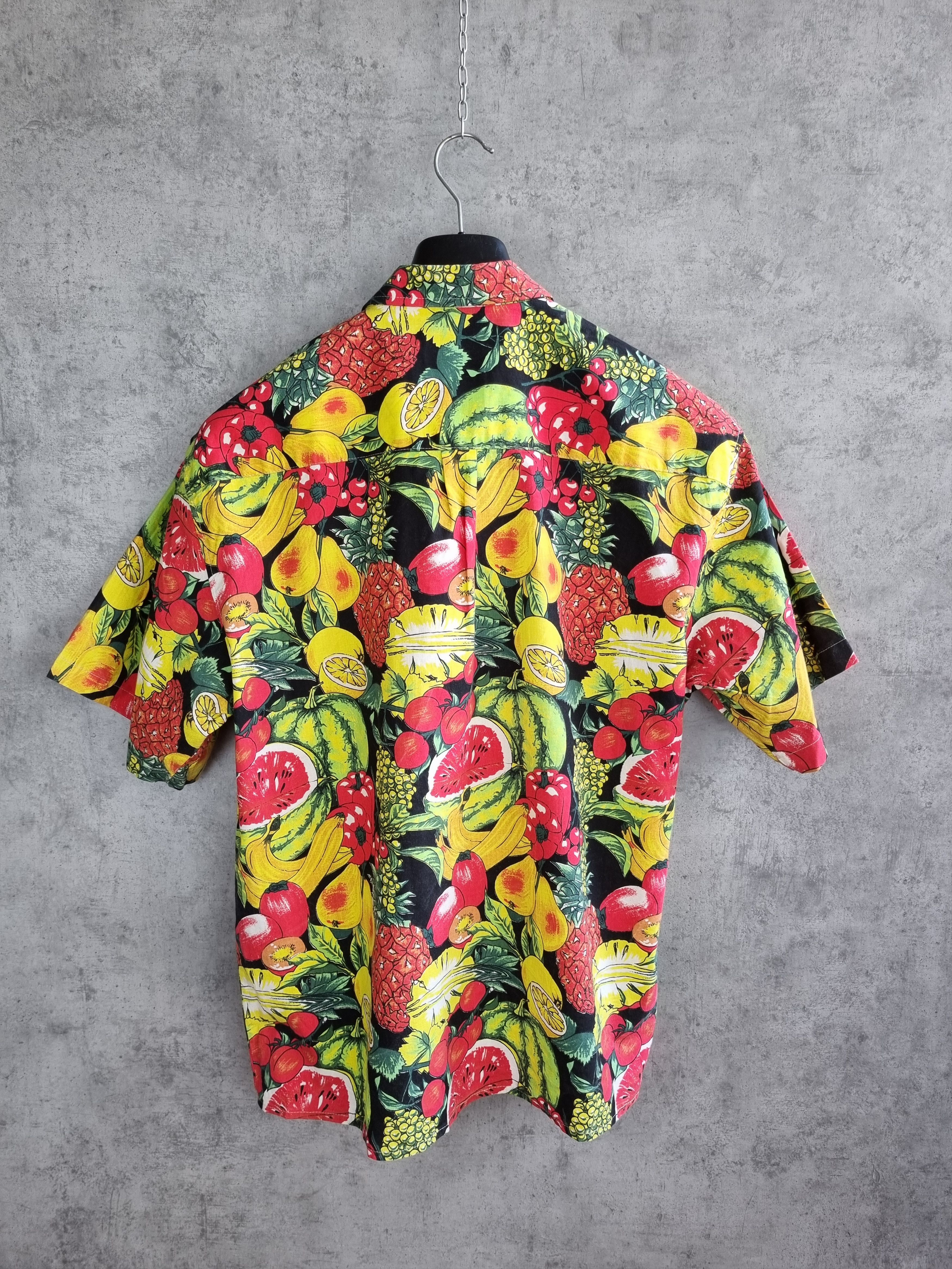 Vintage 80s Hawaiian Shirt Tropical Fruits Vegetables Allover Size US L / EU 52-54 / 3 - 5 Thumbnail