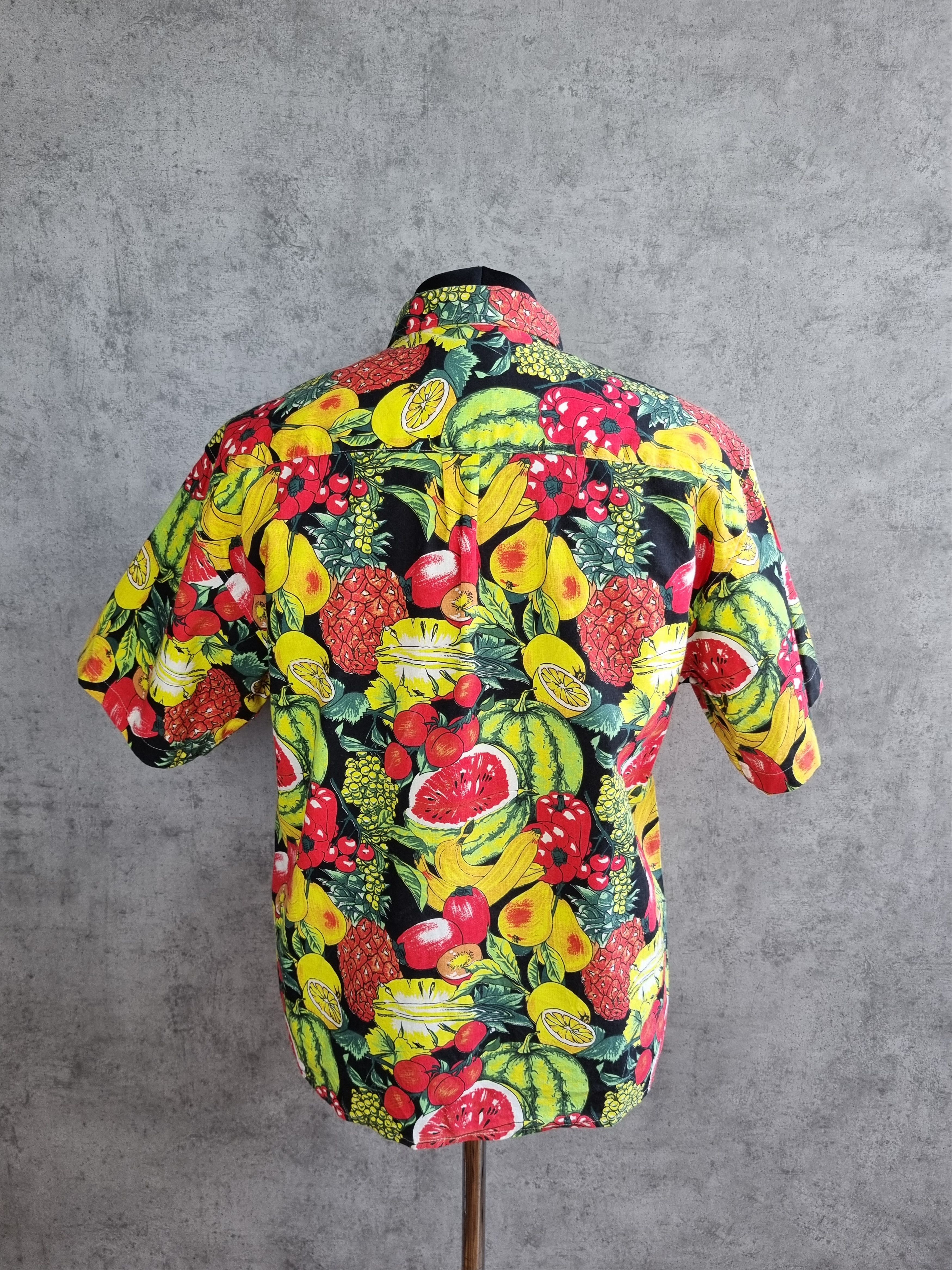 Vintage 80s Hawaiian Shirt Tropical Fruits Vegetables Allover Size US L / EU 52-54 / 3 - 9 Thumbnail