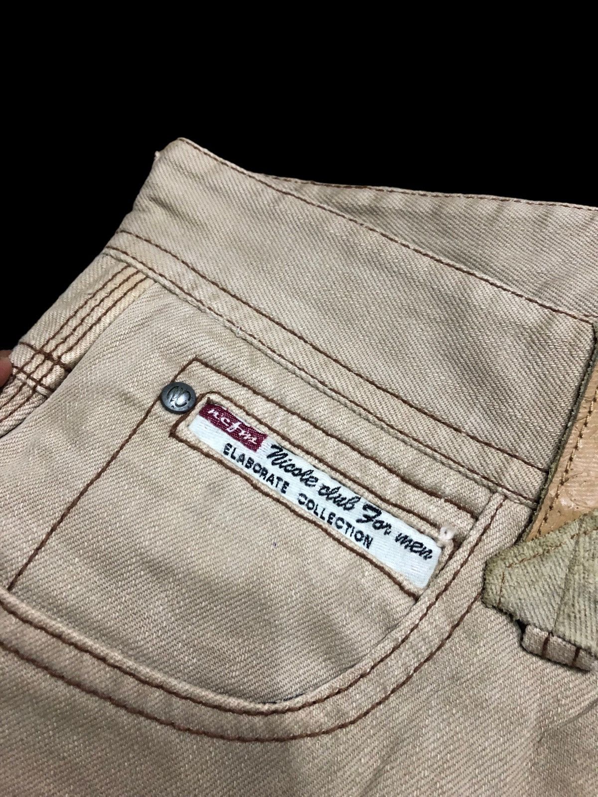 Japanese Brand NICOLE CLUB FOR MEN LEATHER BACK POCKET PANT Size US 32 / EU 48 - 3 Thumbnail