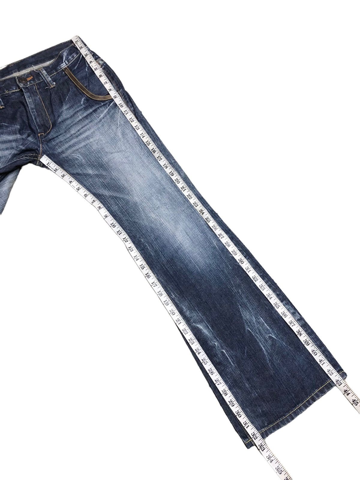 If Six Was Nine FLARED⚡️⚡️GENOESE WASHED BLUE LEATHER BUCKLE BACK Size US 32 / EU 48 - 7 Thumbnail