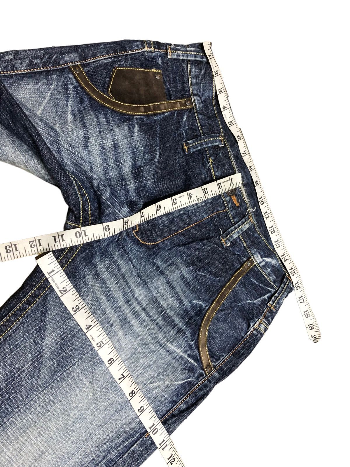 If Six Was Nine FLARED⚡️⚡️GENOESE WASHED BLUE LEATHER BUCKLE BACK Size US 32 / EU 48 - 8 Thumbnail
