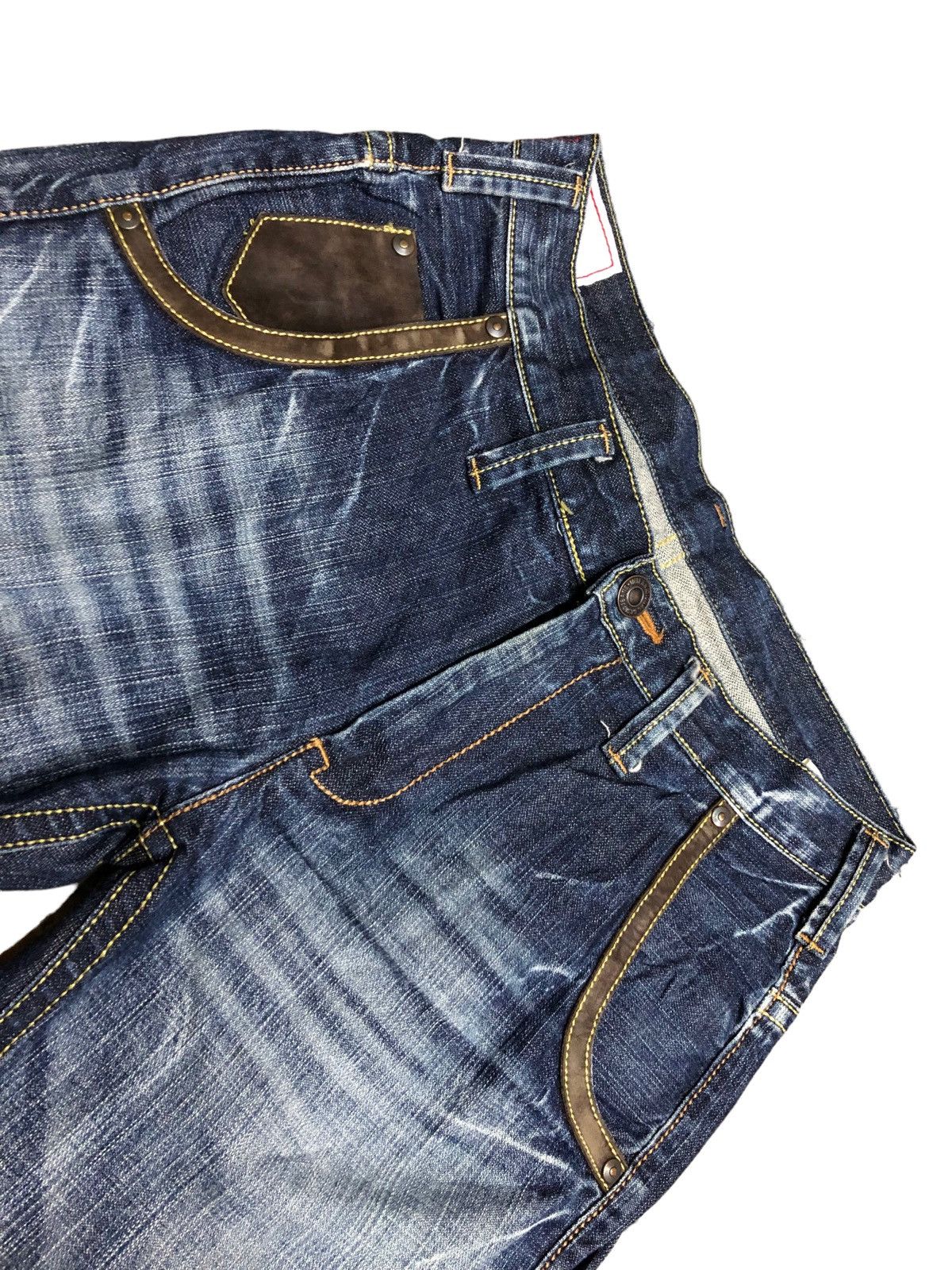 If Six Was Nine FLARED⚡️⚡️GENOESE WASHED BLUE LEATHER BUCKLE BACK Size US 32 / EU 48 - 4 Thumbnail