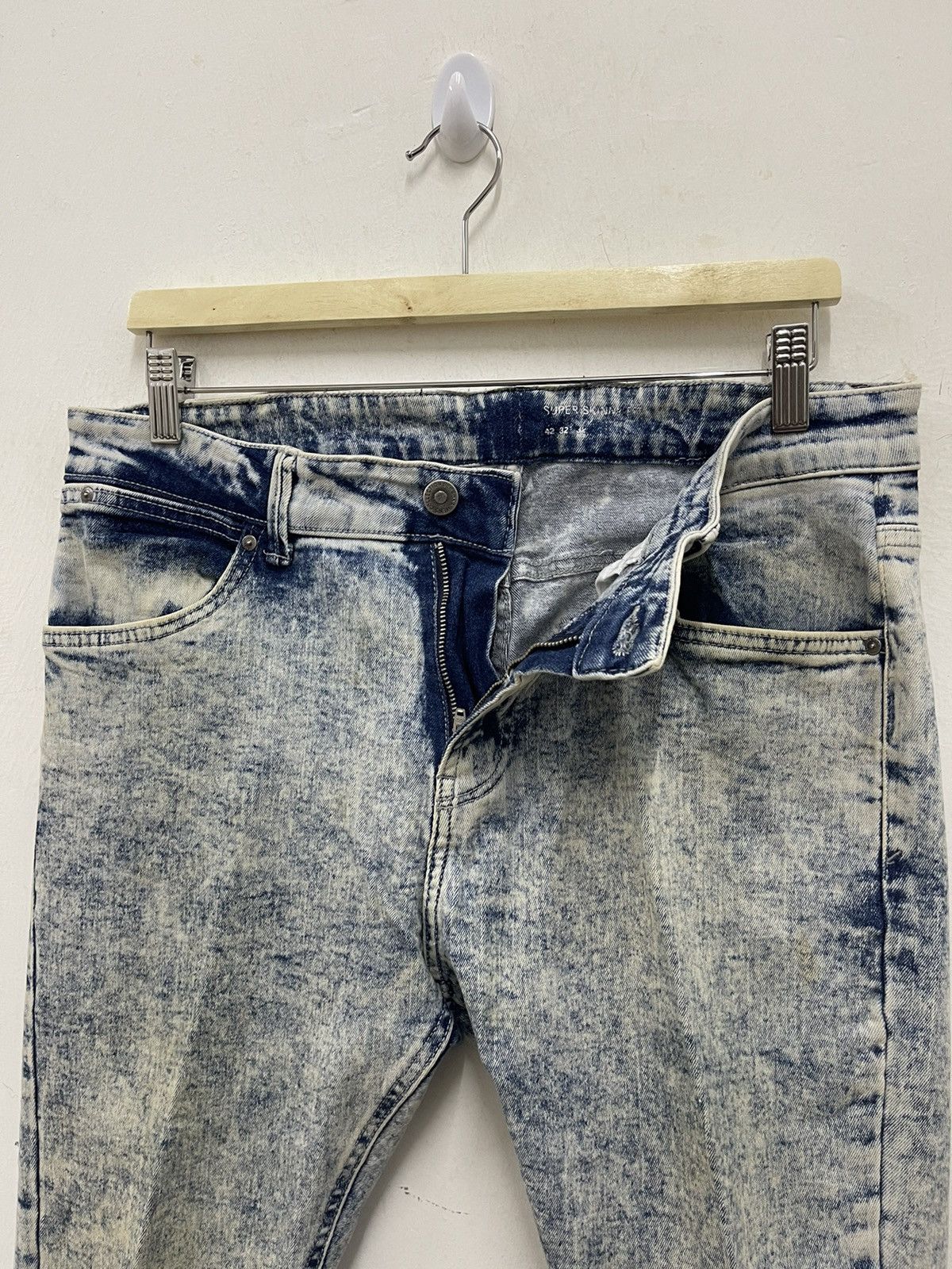 Bershka Rare BERSHKA Denim Super Skinny Acid Wash Distressed Jeans Size US 32 / EU 48 - 3 Thumbnail