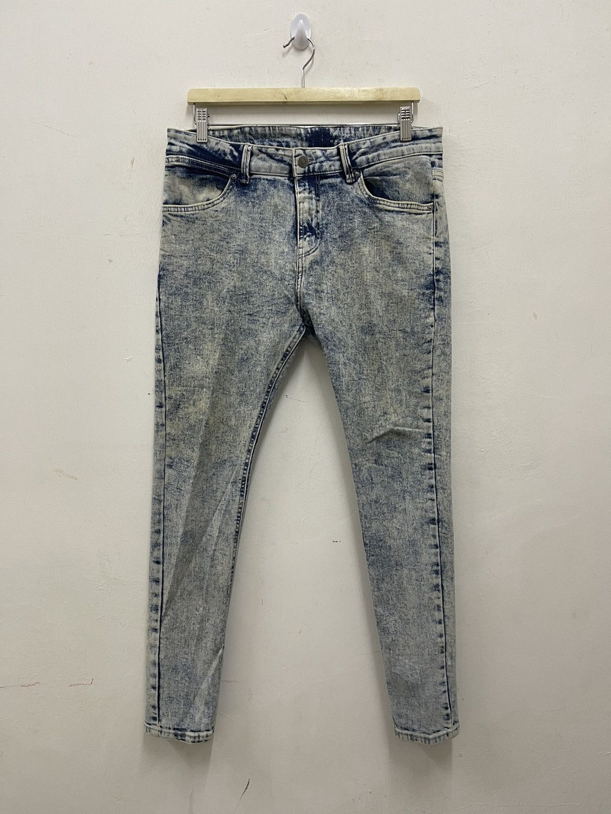Rare BERSHKA Denim Super Skinny Acid Wash Distressed Jeans