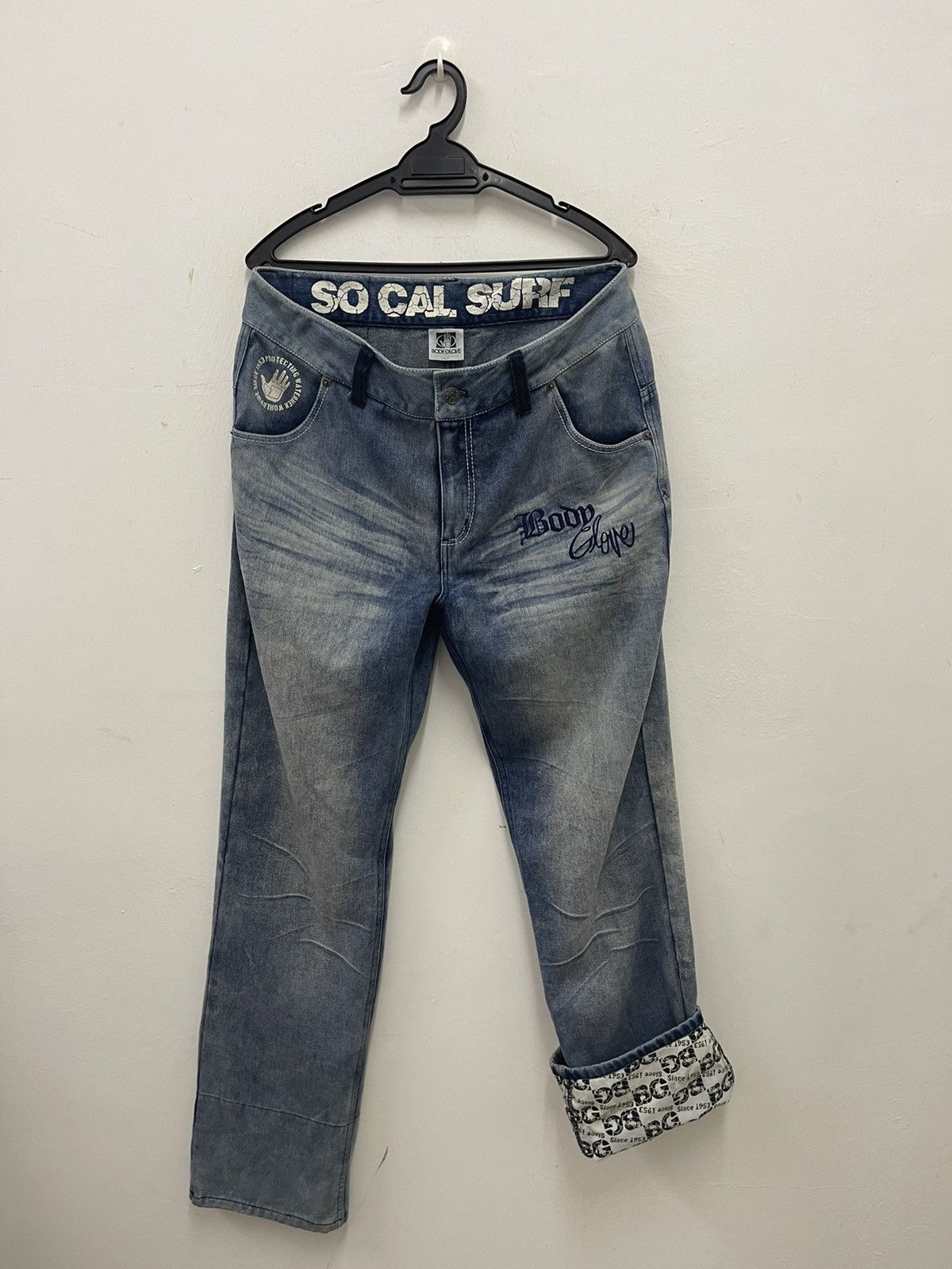 Body Glove Rare Vintage BODY GLOVE Spell Out Distressed Denim Jeans Size US 34 / EU 50 - 4 Thumbnail