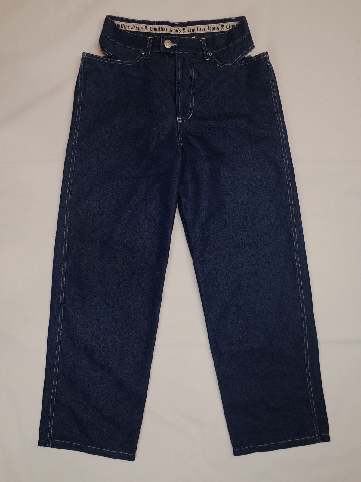 Jean Paul Gaultier 1990s Jean Paul Gaultier Cut Out Layered Panty Jeans Vintage Size 29" - 2 Thumbnail