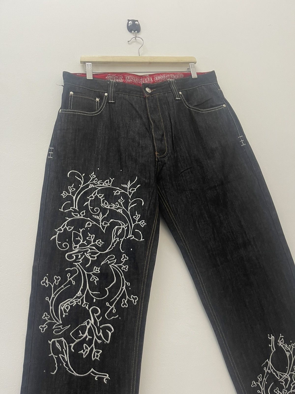 Hysteric Glamour Rare Vintage CROWN HOLDER Embroidered Sukajan Style Jeans Size US 34 / EU 50 - 6 Thumbnail