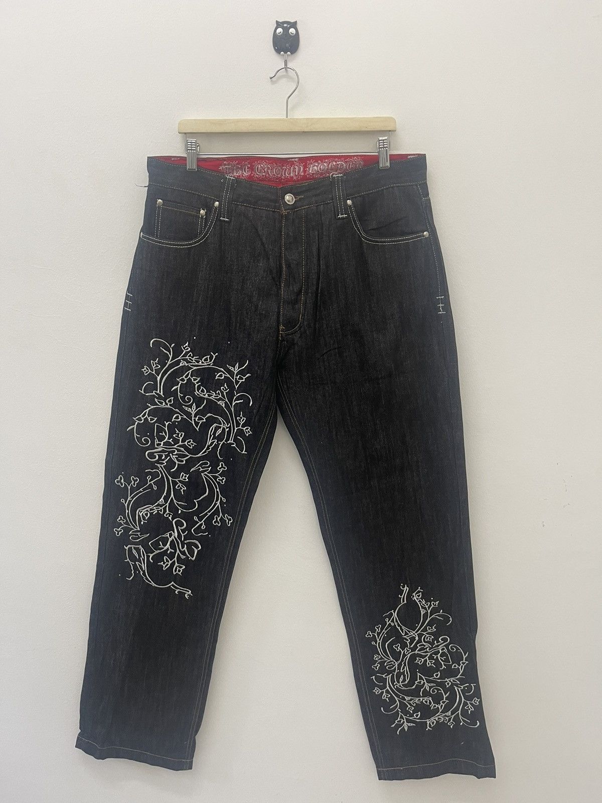Hysteric Glamour Rare Vintage CROWN HOLDER Embroidered Sukajan Style Jeans Size US 34 / EU 50 - 5 Thumbnail