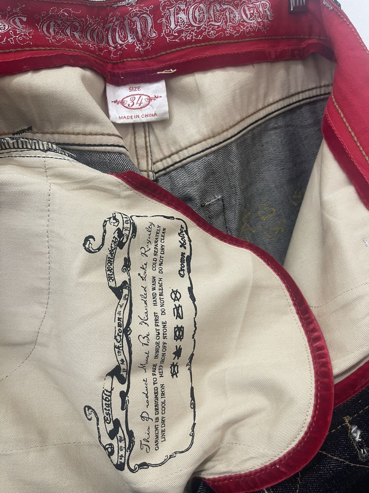 Hysteric Glamour Rare Vintage CROWN HOLDER Embroidered Sukajan Style Jeans Size US 34 / EU 50 - 11 Thumbnail
